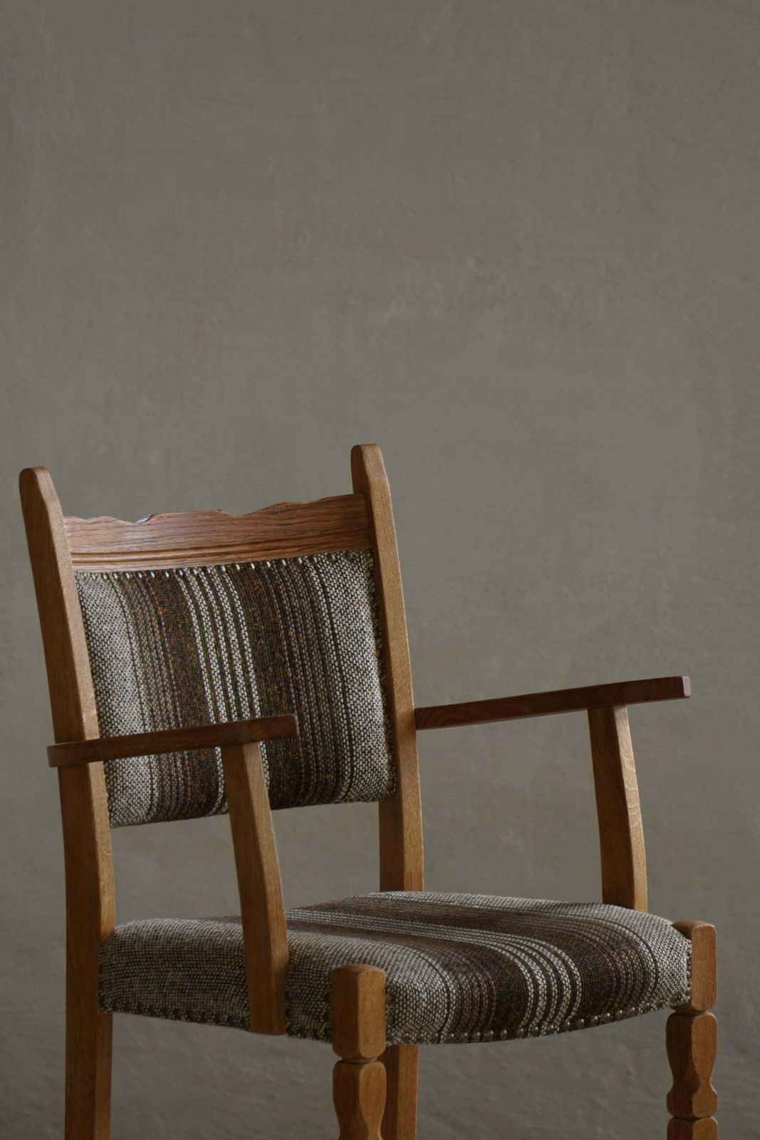 Furniture Danish Mid Century Modern, Set Of 8 Dining Chairs In Oak & Wool, 1960s photo