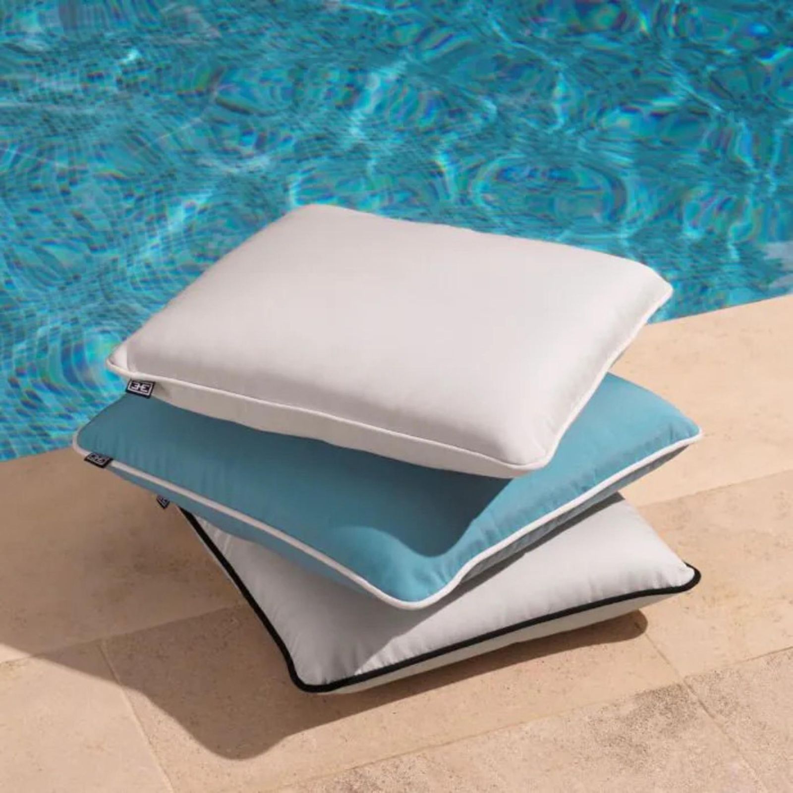 Set Of 6 Contemporary Mineral Blue Outdoor Back Cushion photo for sale