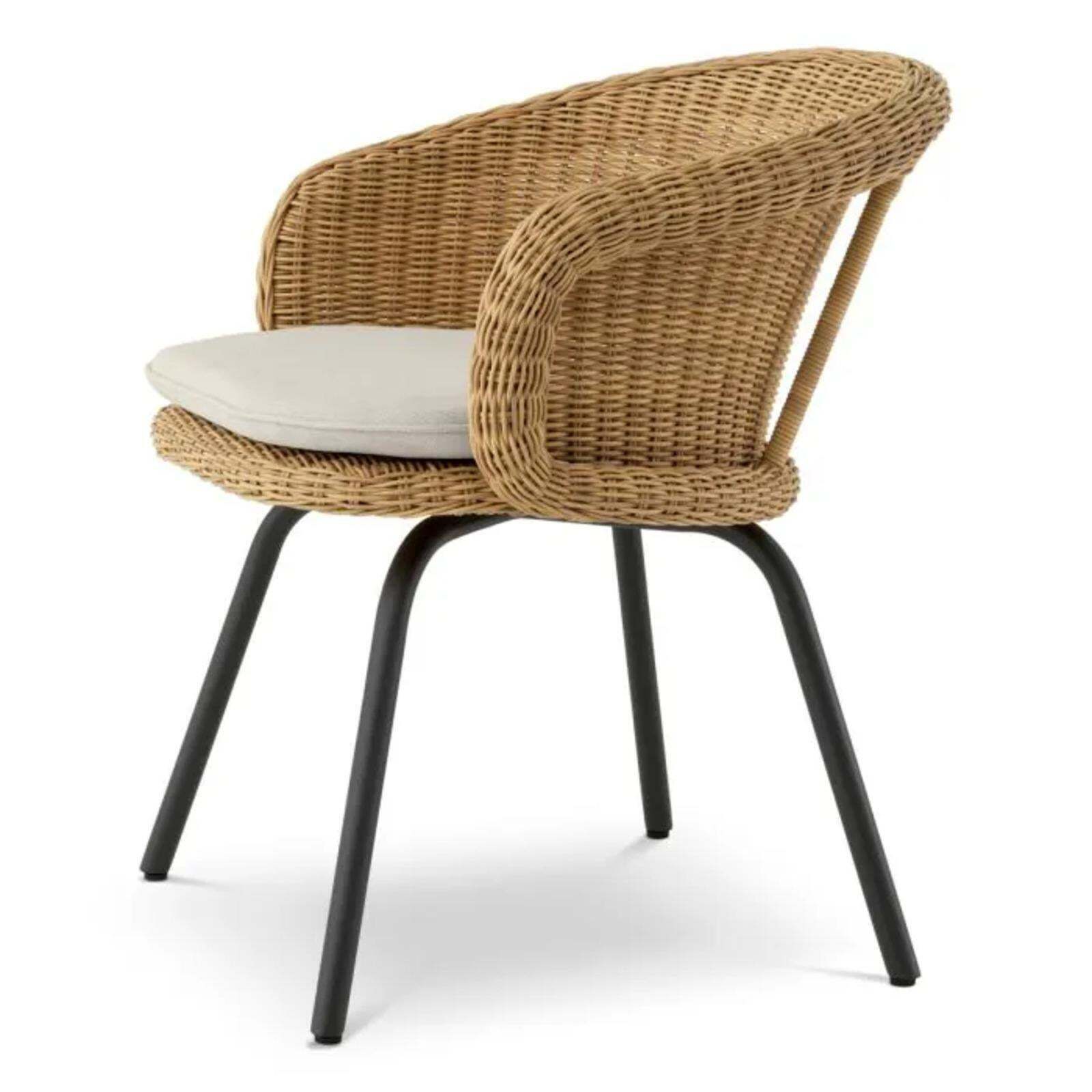 Contemporary Viola Sand Faux Rattan Outdoor Dining Chair photo 1329.73