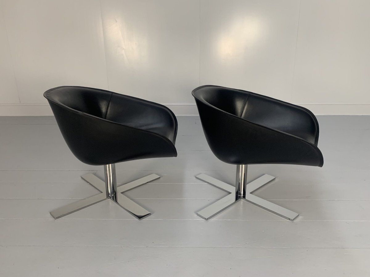 B&B Italia Mart Swivel Armchairs   In Black Pelle Leather And Metal, Set Of 2 photo Furniture