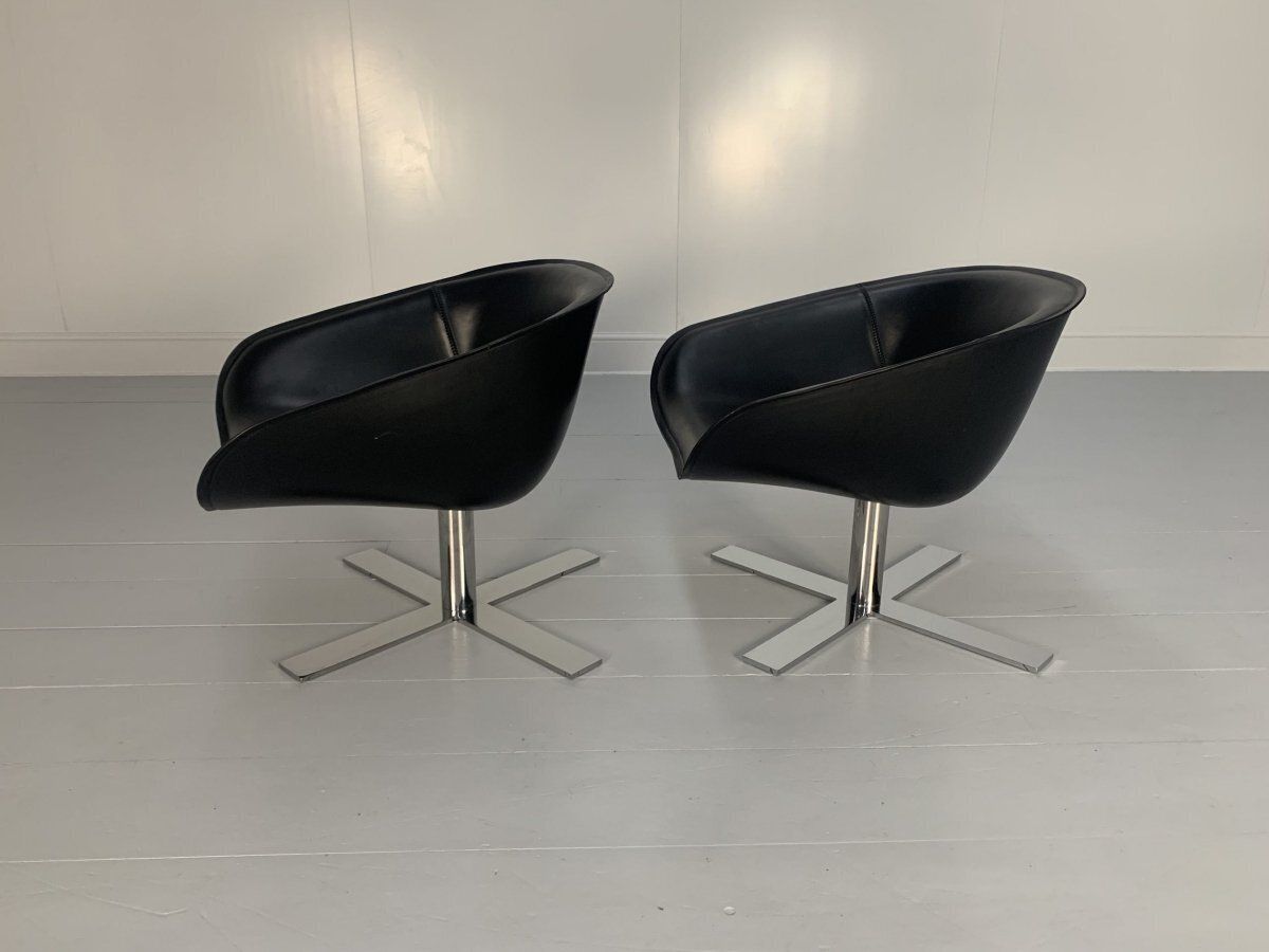 B&B Italia Mart Swivel Armchairs   In Black Pelle Leather And Metal, Set Of 2 photo 3795.0