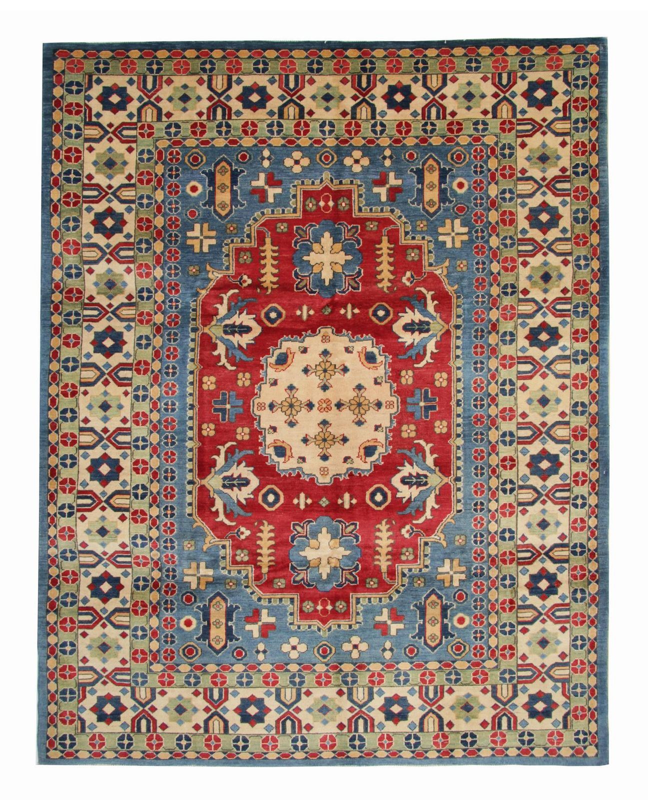 Handgemaakt tapijt, blauw geometrisch vloerkleed, groot woonkamervloerkleed photo vinterior