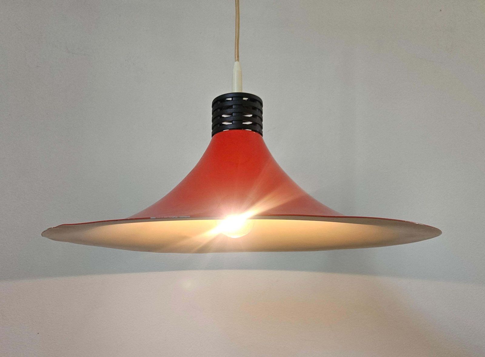 Rare Midcentury Red Pendant, Space Age, Italy, 1970s photo vinterior