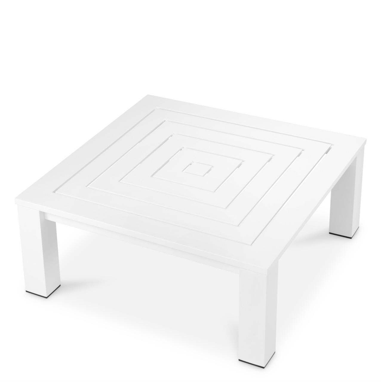 Square Outdoor Coffee Table With Matte White Finish. photo Garden Furniture