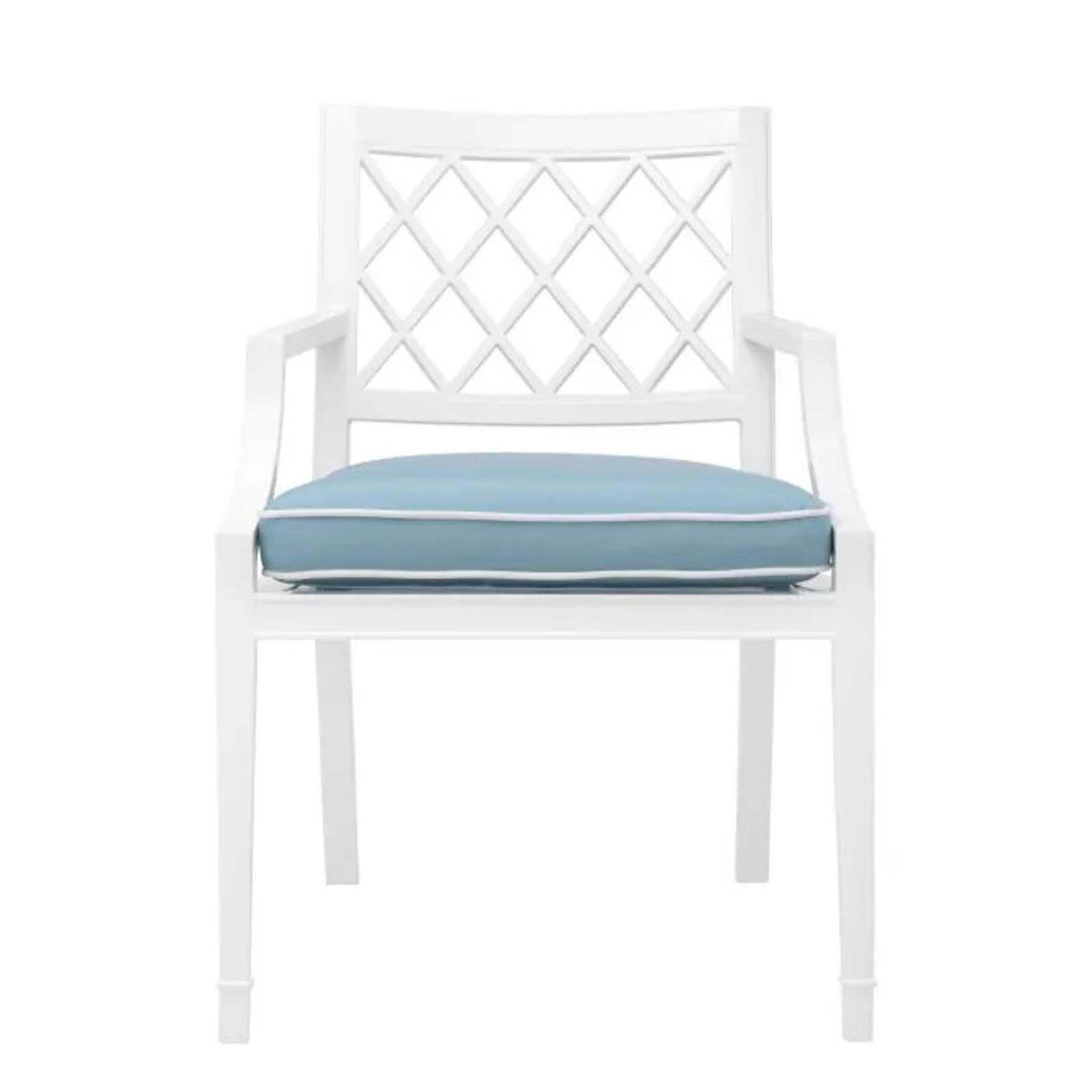 Contemporary White Aluminum Outdoor Dining Chair Paladium With Sunbrella Cushion. photo furniture