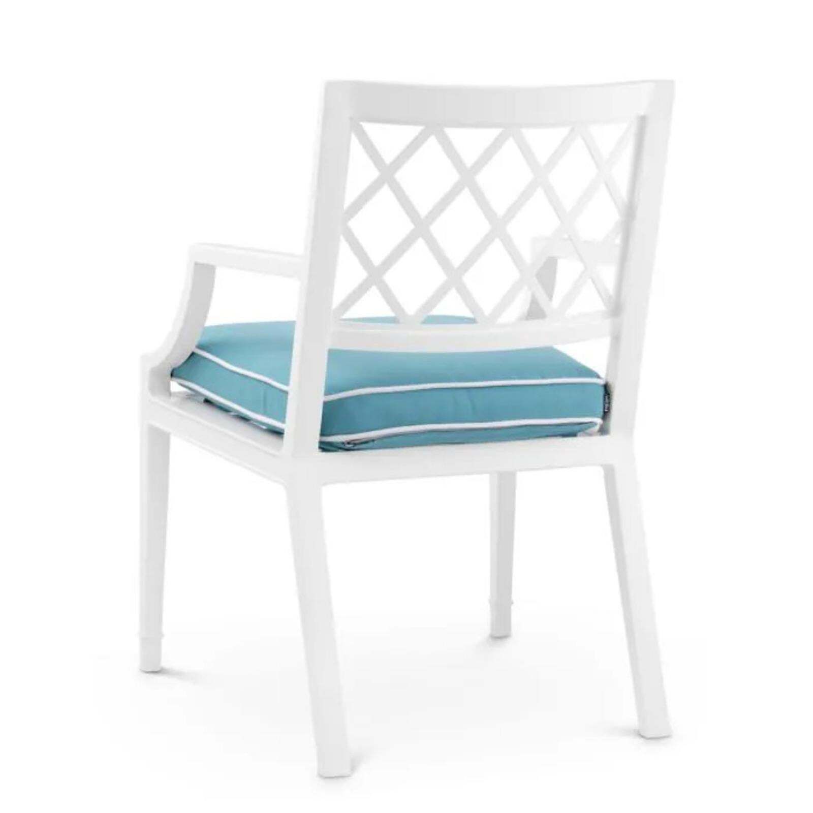 Contemporary White Aluminum Outdoor Dining Chair Paladium With Sunbrella Cushion. photo for sale