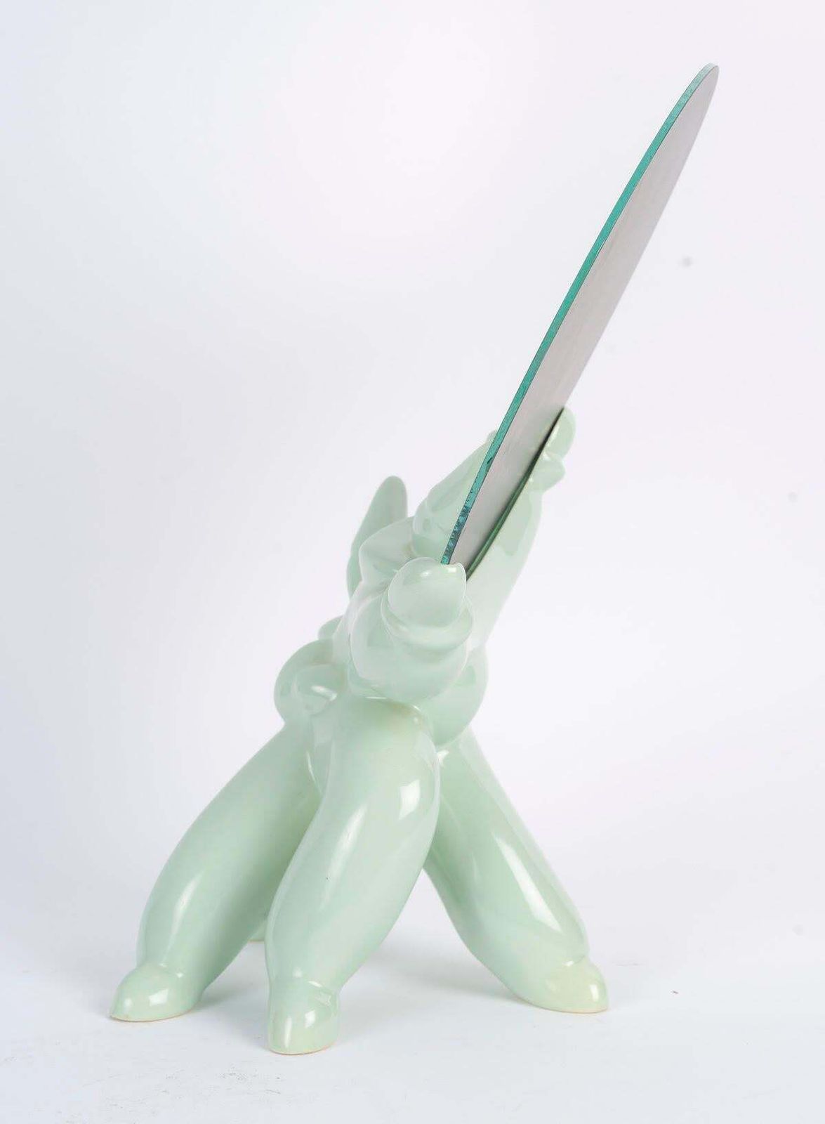 20th Century Celadon Earthenware Table Mirror By Jean Boggio. photo 3506.0