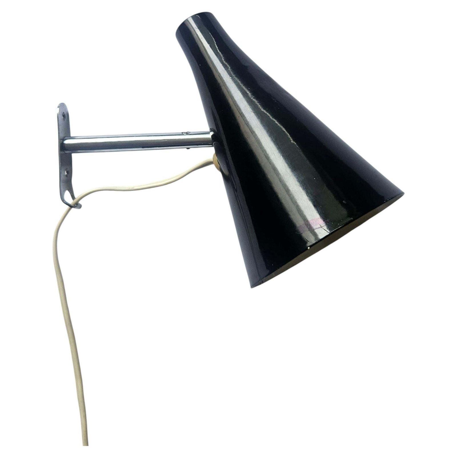 Rare Black Midcentury Adjustable Wall Lamp In Style Of Stilnovo, Lidokov, 1960s