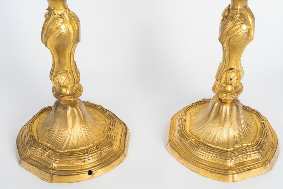 Pair Of Gilded Bronze Candlesticks In The Louis XVI Style, 19th Century. photo Home Decor