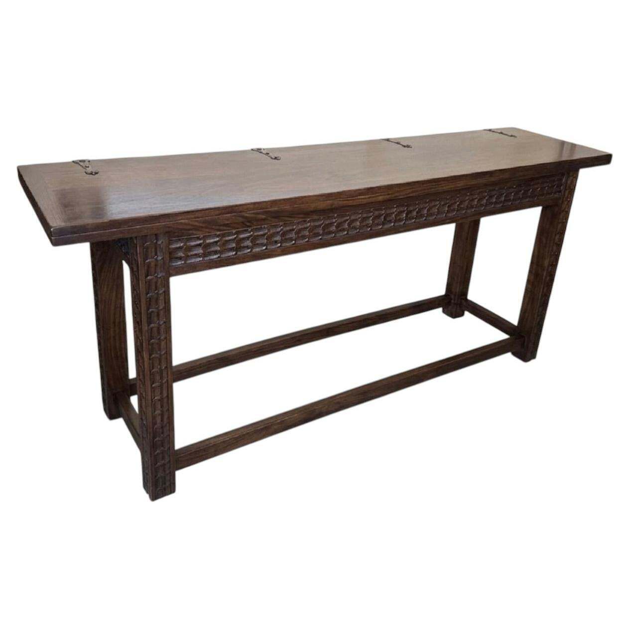Rustic Spanish Style Solid Wood Convertible Console / Dining Table