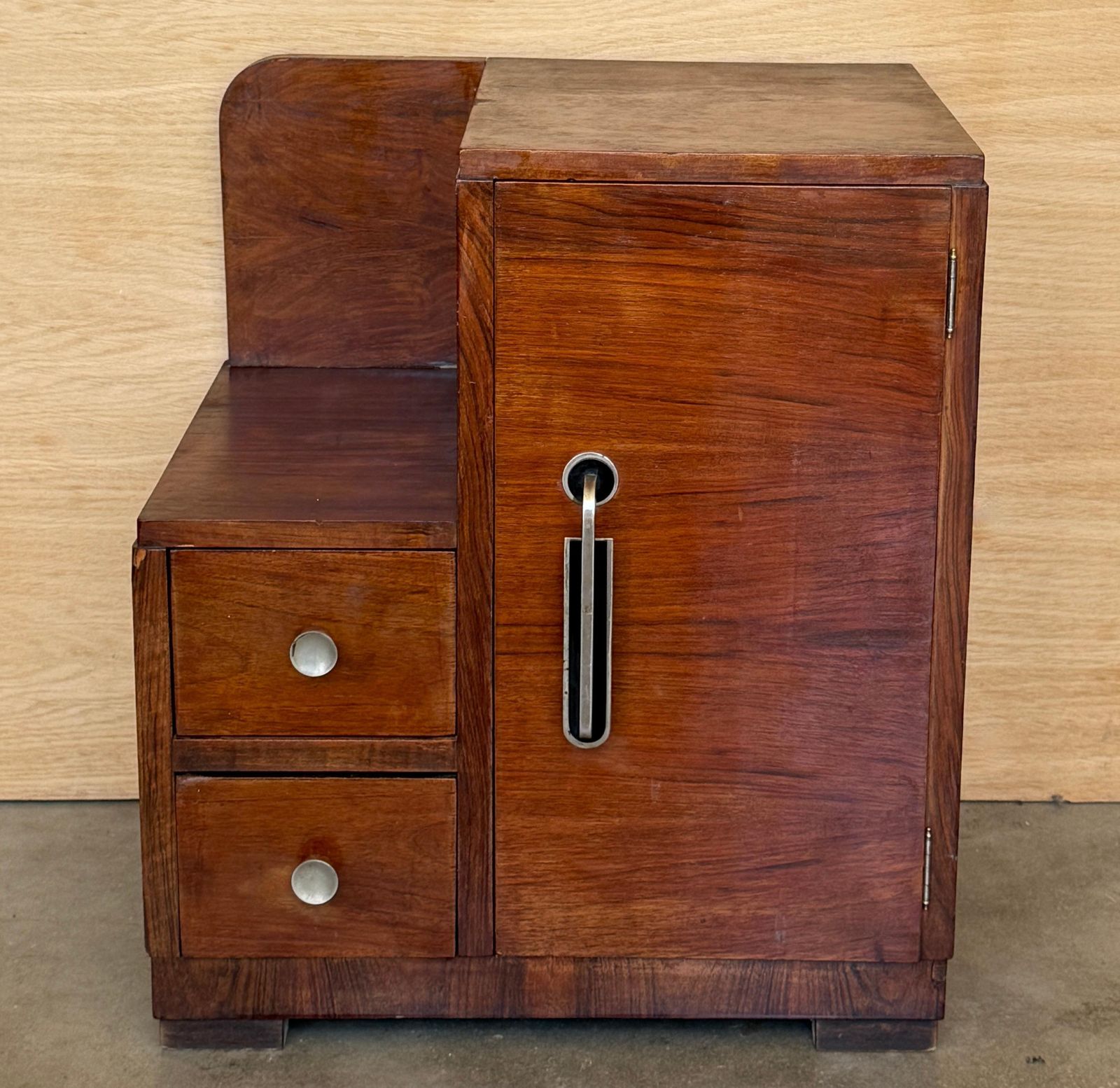 Pair Of Art Deco Bedside Cabinets In Mahogany Veneer photo buy