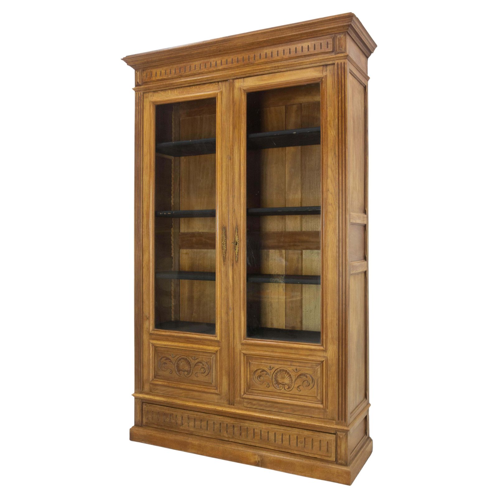 French Henri II Style Oak Bookcase Vitrine Second Part 19th Century