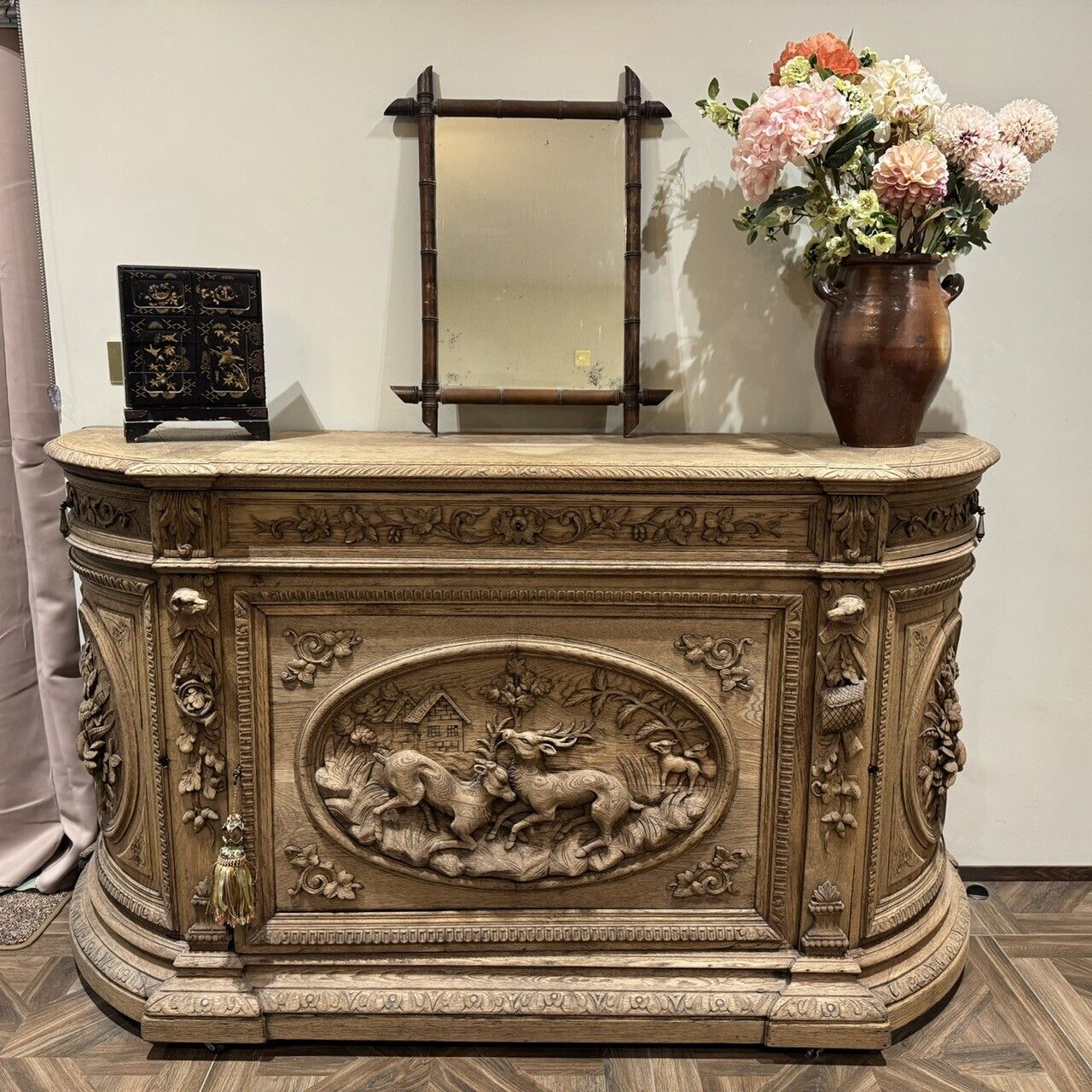 Wonderful Rare French Oak Hunting Sideboard photo furniture