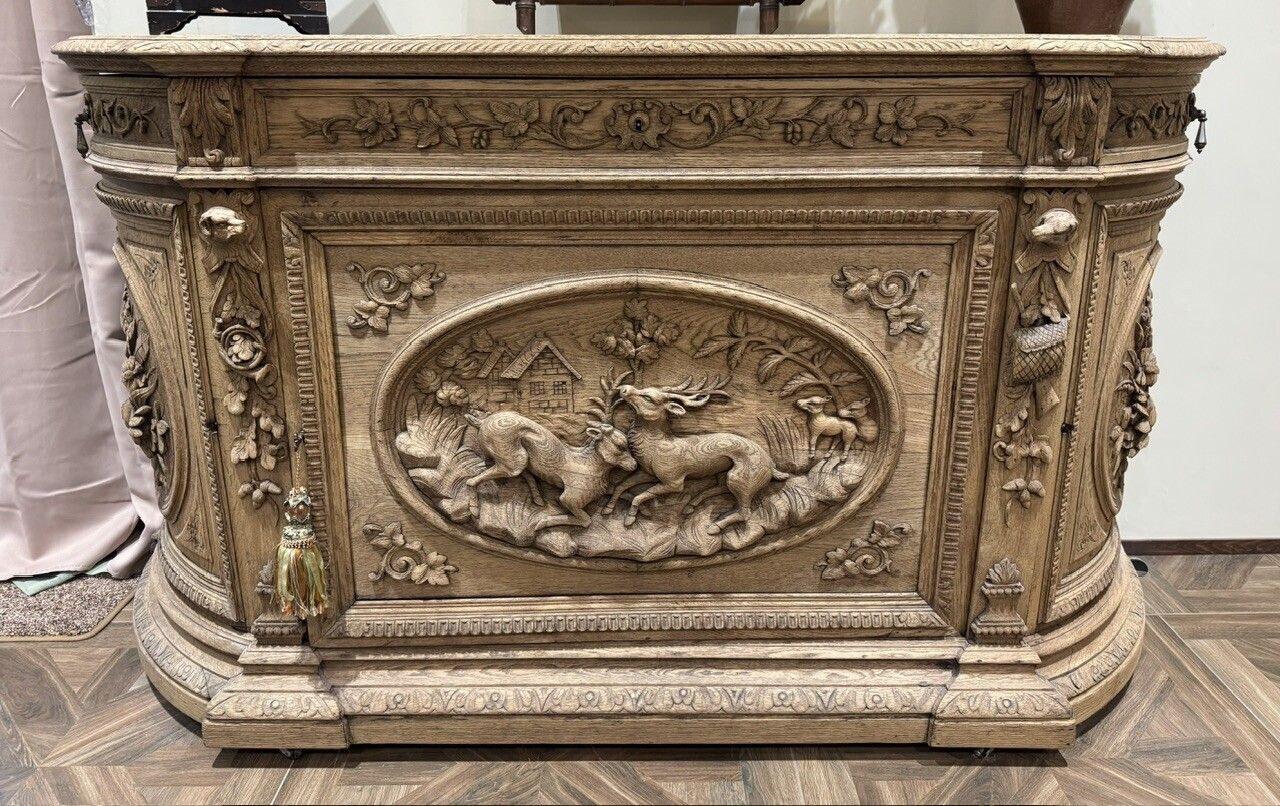 Wonderful Rare French Oak Hunting Sideboard