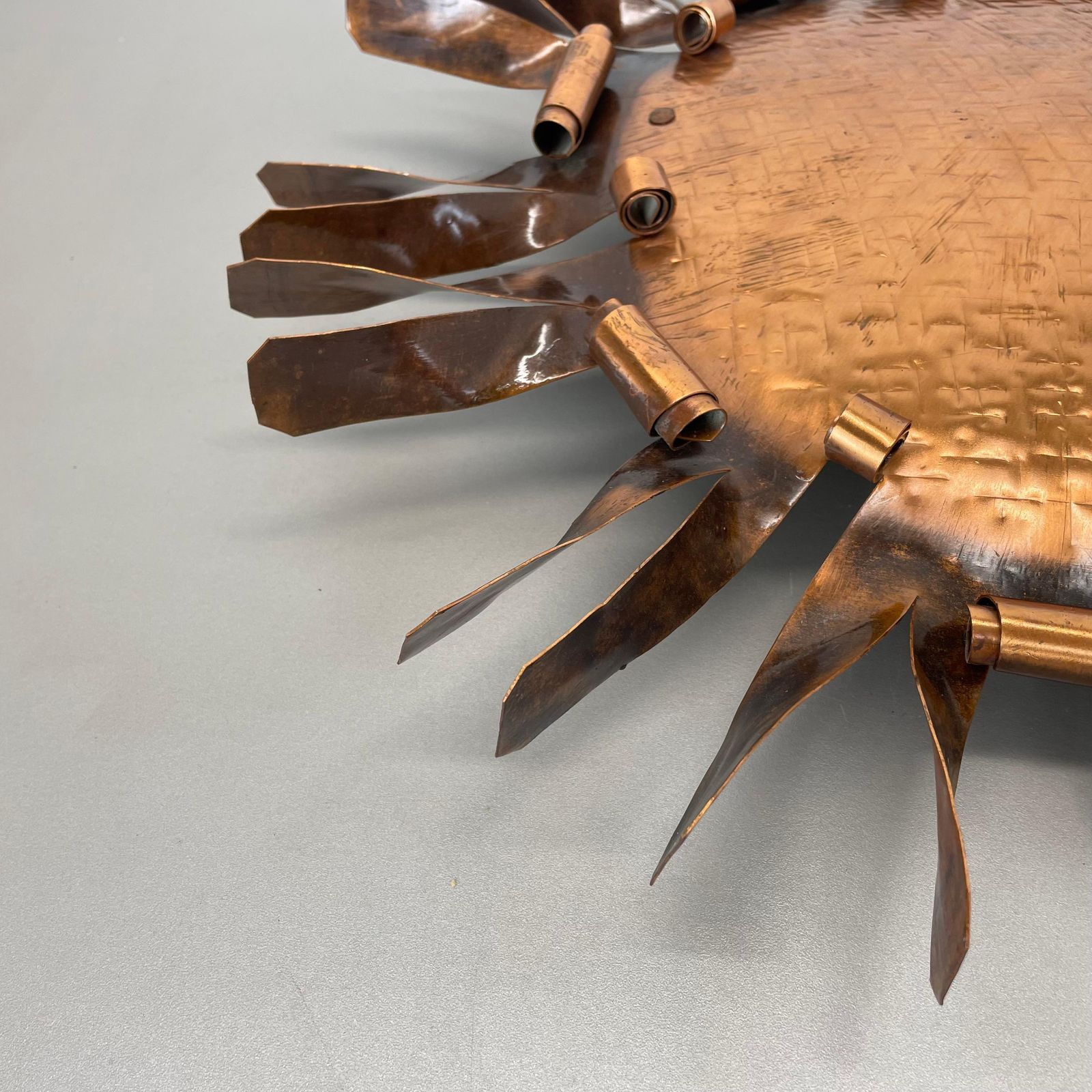 Large 50cm Solid Copper Stilnovo Style Sunburst Theatre Wall Light , Italy 1950s photo 2205.0