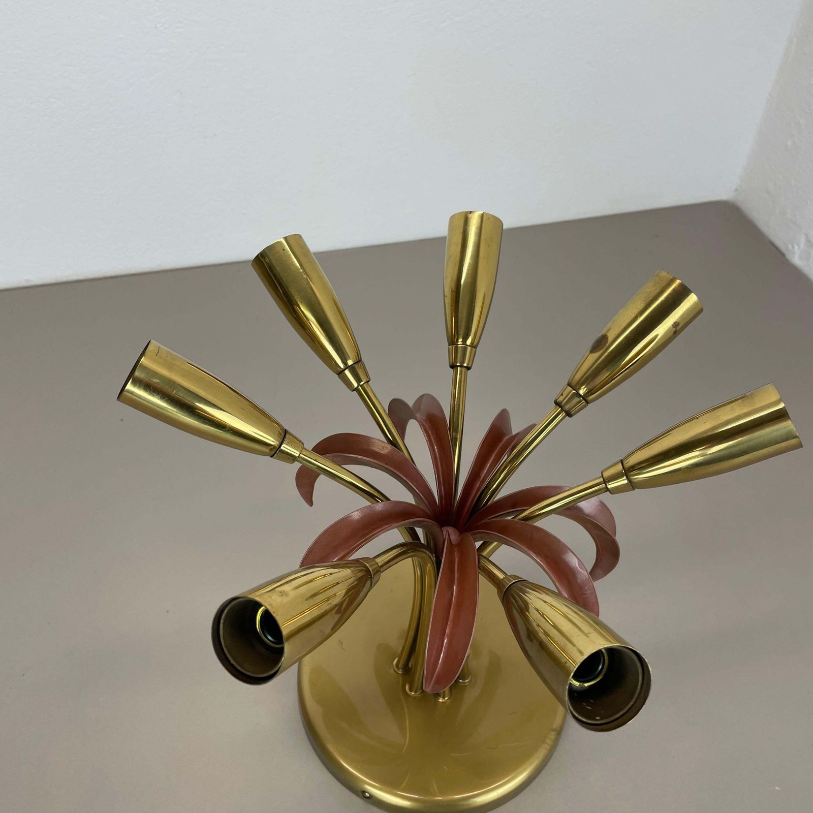 Brass Italian Stilnovo Style Theatre Ceiling Light Flush Mount, Italy, 1950s photo 2205.0