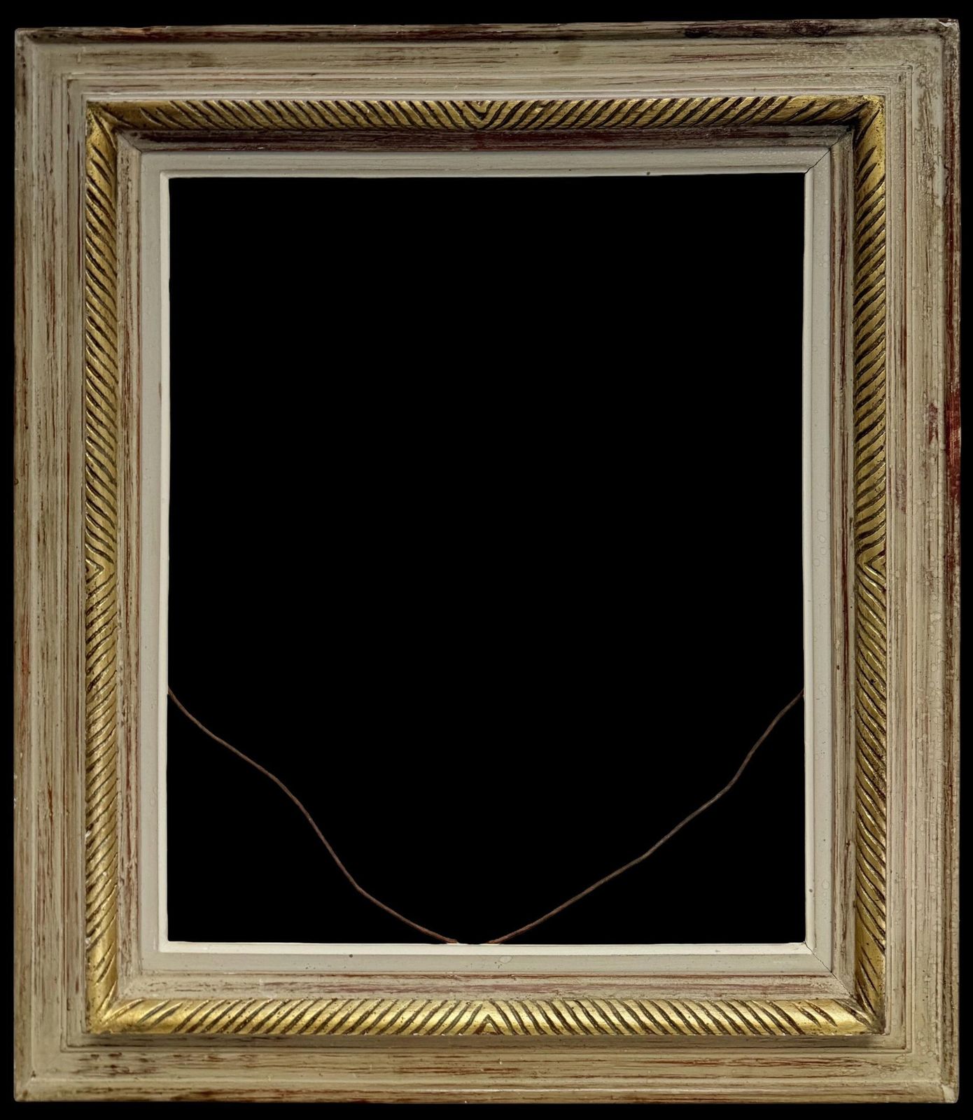 French School French Painted & Parcel Gilt Picture Frame Decorative Wall Art Frame Mid 20th Century.