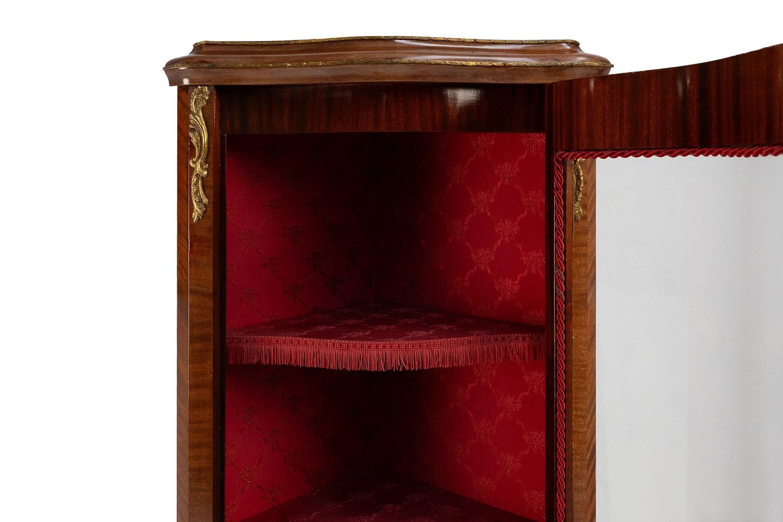 French Louis XV Style Corner Display Cabinet With Arched Glass, 1950 photo Furniture
