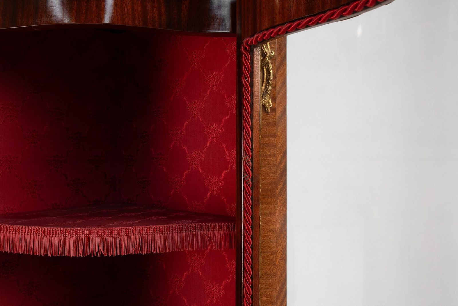 photo furniture French Louis XV Style Corner Display Cabinet With Arched Glass, 1950