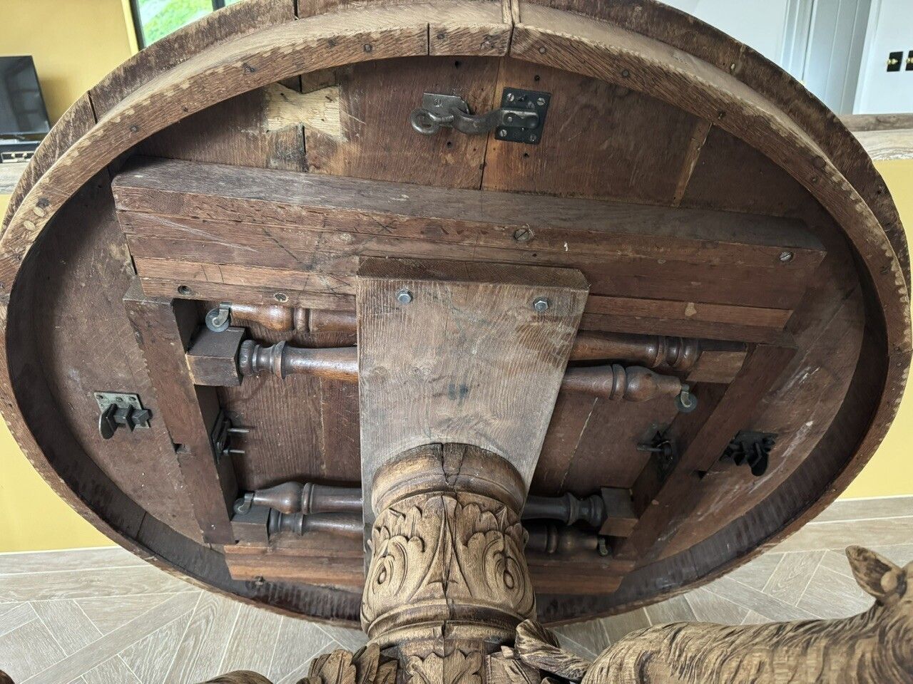 2695.0 Important French Oak Hunting Centre Table photo