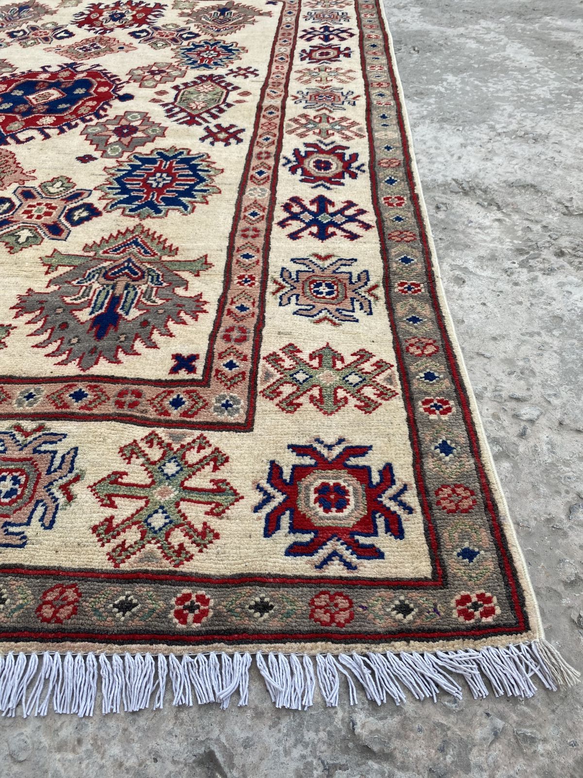 Handgeknoopt Afghaans Kazak Kaukasisch tribaal vloerkleed 5x7 photo buy