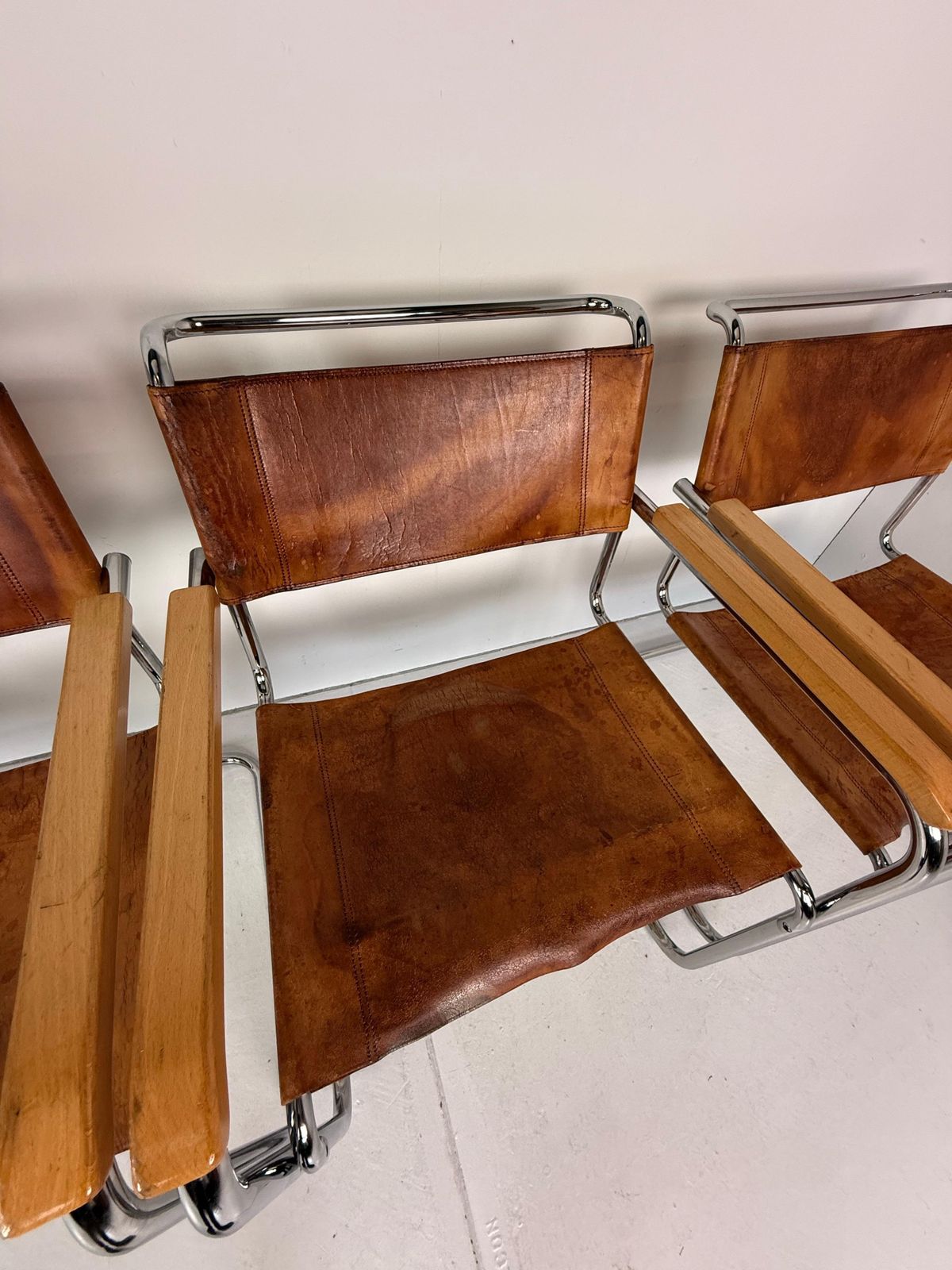 4235.0 Set Of 6 Original Thonet S34 Cantilever Chairs In Cognac Leather & Chrome, 1970s photo