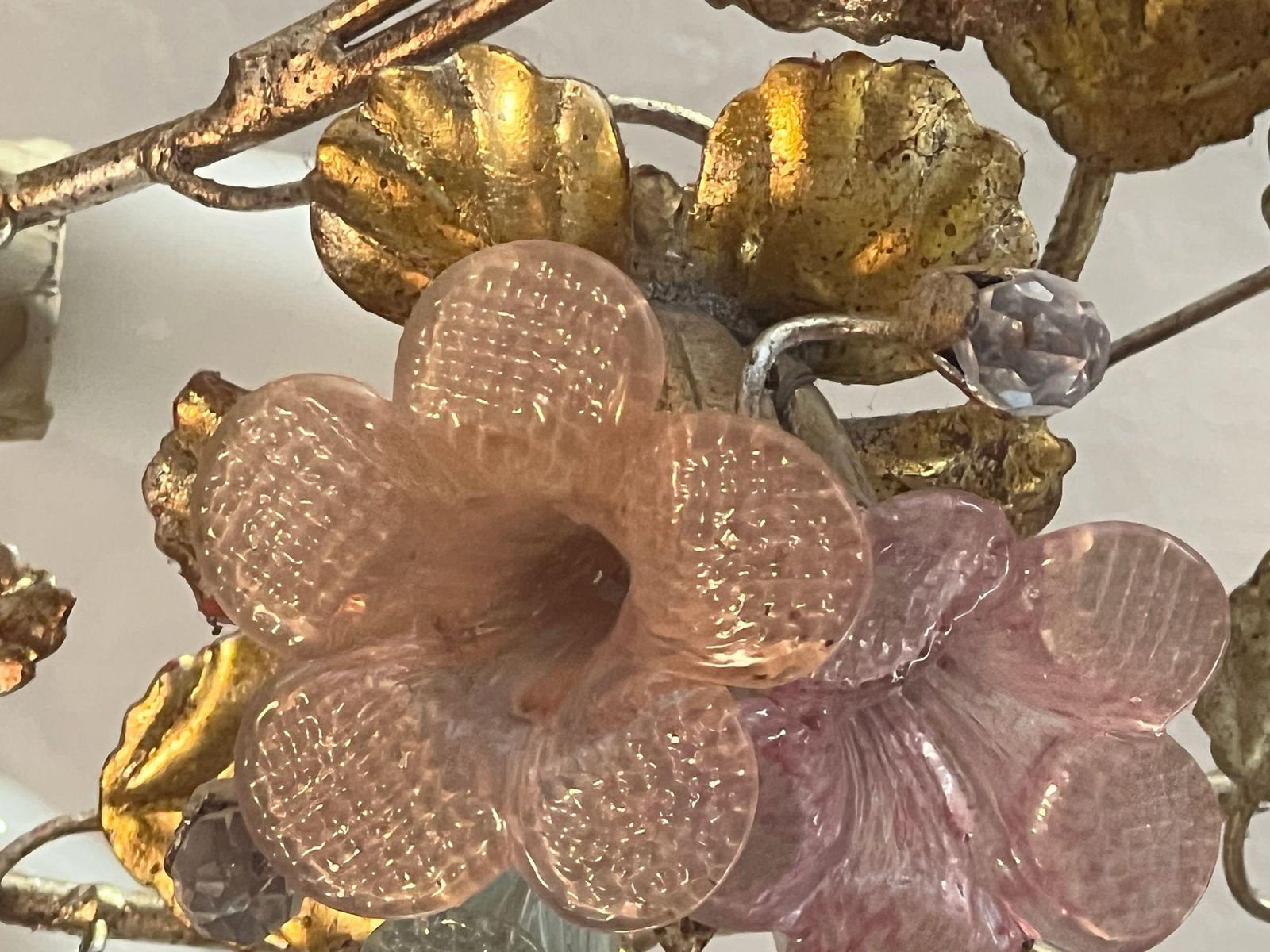 Pink Floreal Murano Chandelier, 1980's photo vintage