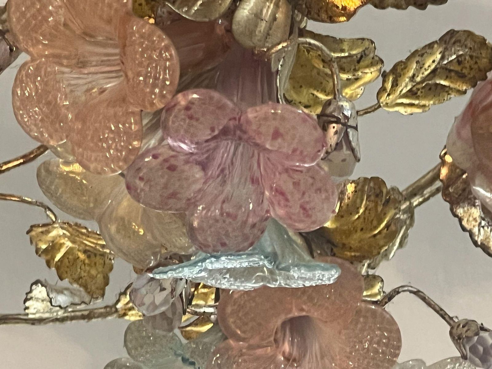 photo for sale Pink Floreal Murano Chandelier, 1980's