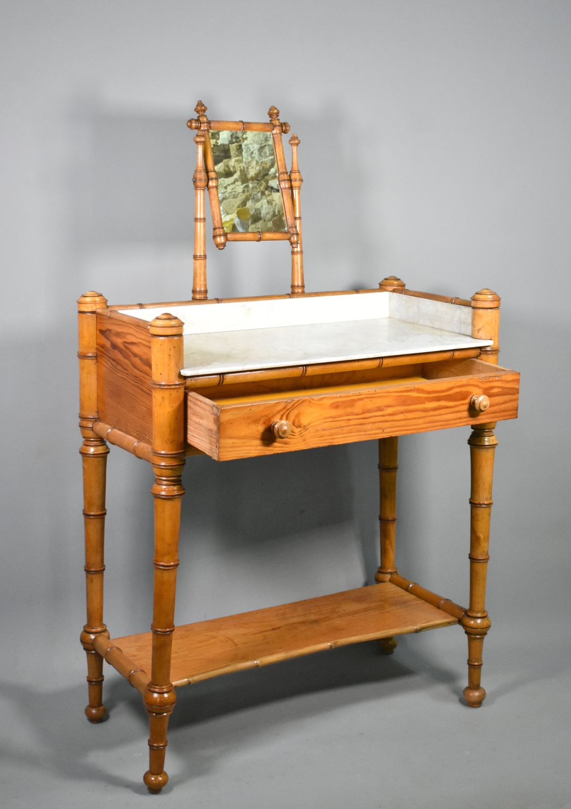 photo for sale Antique French Faux Bamboo Washstand   Napoleon III Style
