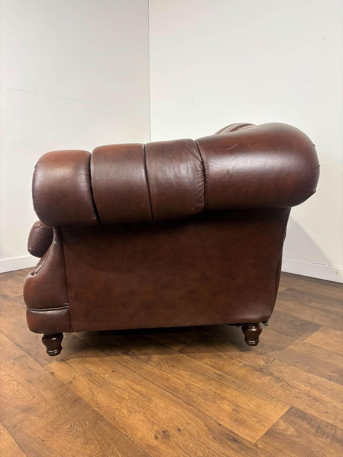Thomas Lloyd Brown Leather Chesterfield Style Sofa photo for sale