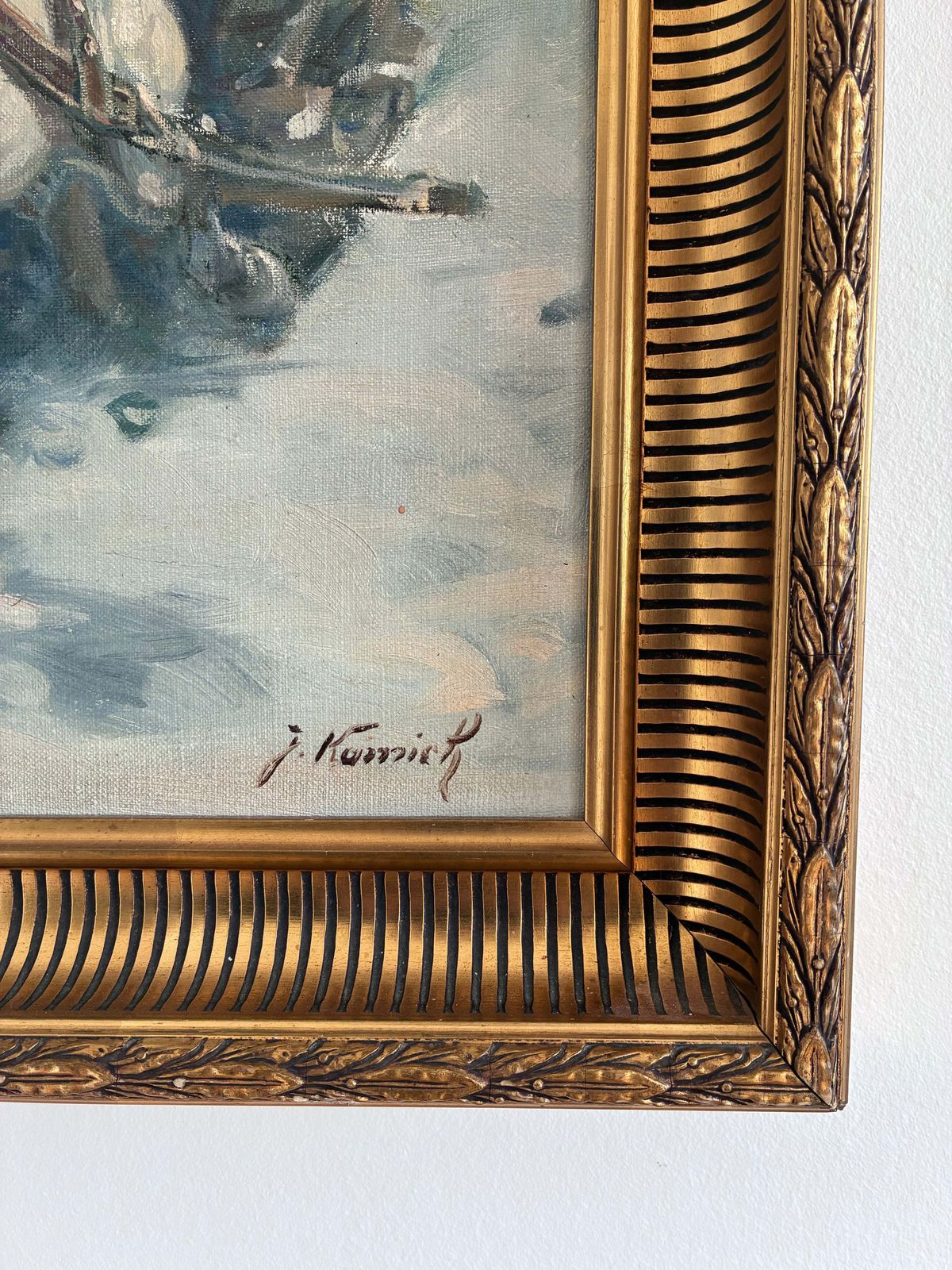 Vintage Original Horse Oil Painting, Large Signed Equestrian Wall Art photo furniture