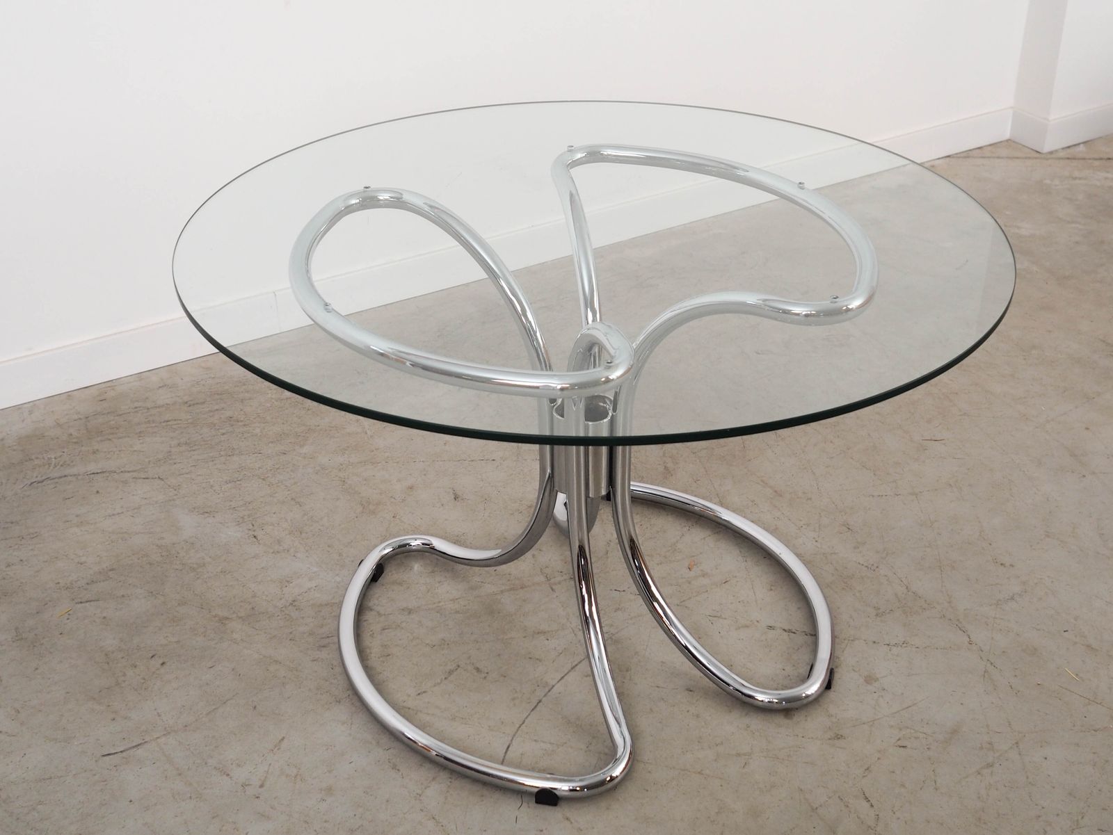 Glazen tafel, Italiaans design, jaren 1970, vervaardigd door Gastone Rinaldi photo vinterior