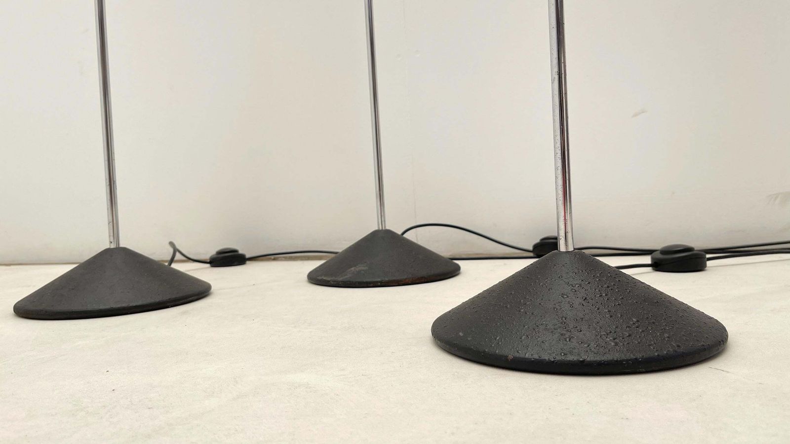 Triplet Of Stilnovo Floor Lamps In Magenta Plexiglass photo vinterior