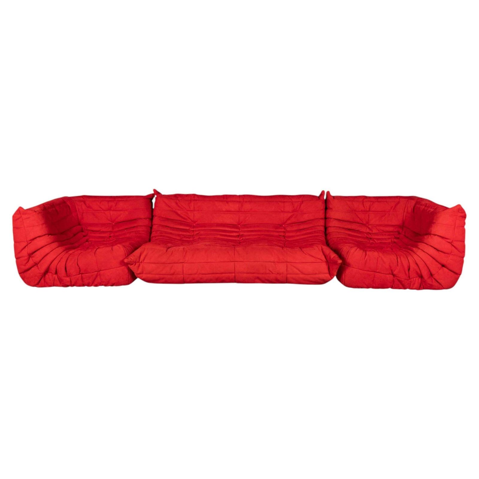 21stc Red "Togo" Sofa Suite By Michel Ducaroy For Ligne Roset C.2000