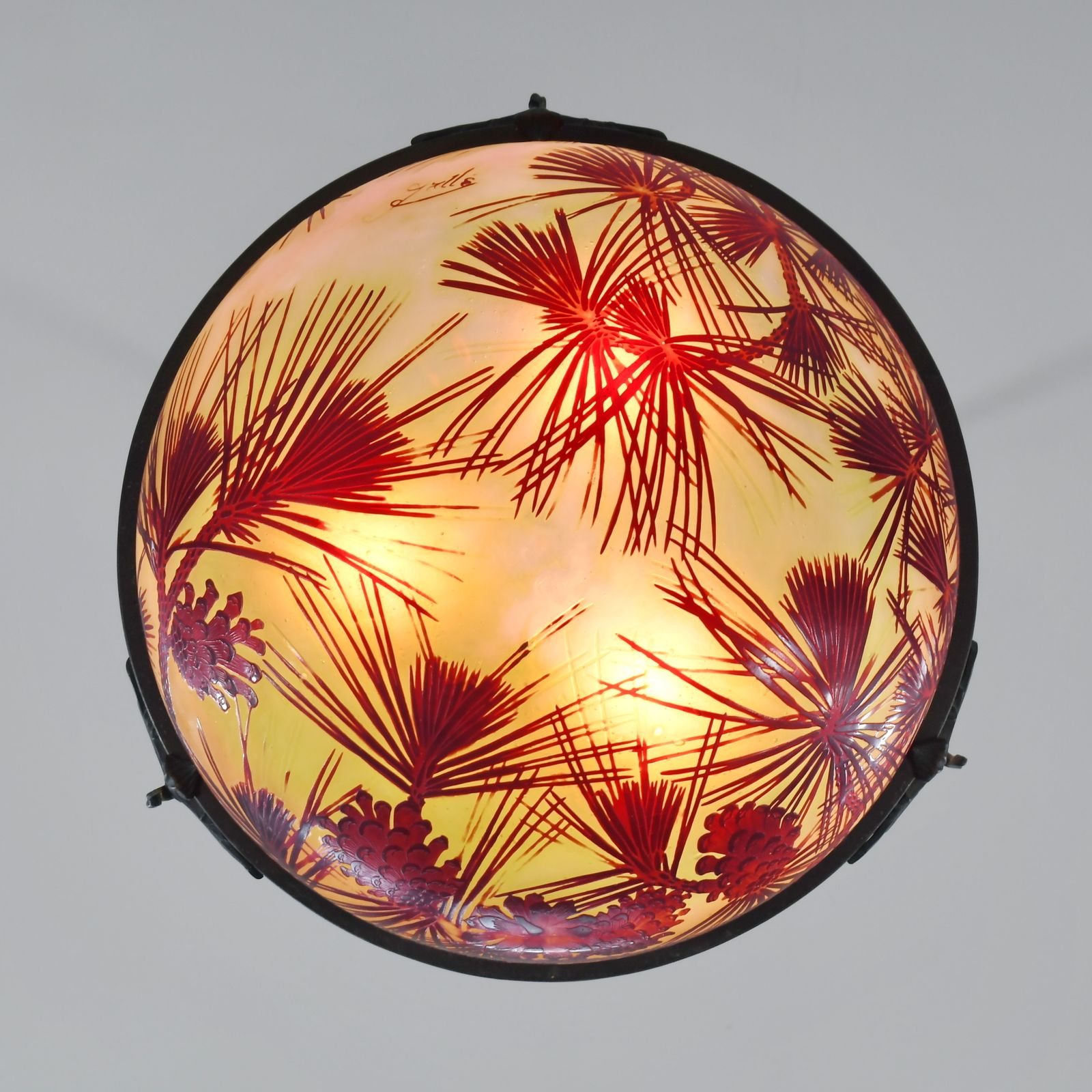 Verlichting Franse art deco cameo hanglamp van Gallé, jaren 1920, Frankrijk photo