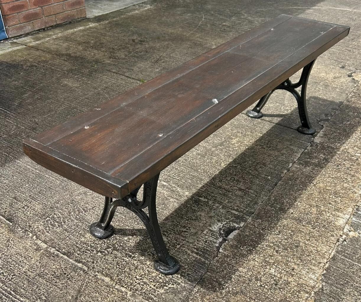 photo for sale Antique Refurbished John Heywood Of Manchester Cast Iron Base Tram Railway Bench