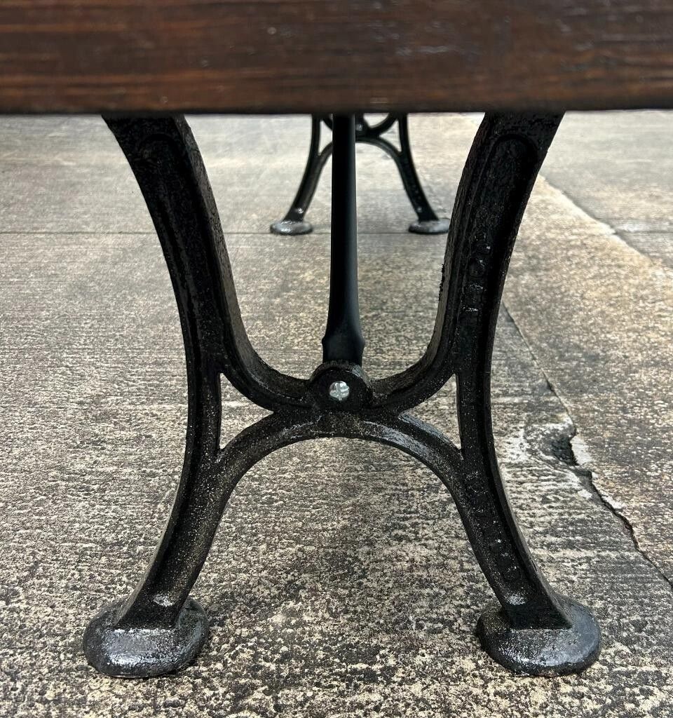 Furniture Antique Refurbished John Heywood Of Manchester Cast Iron Base Tram Railway Bench photo