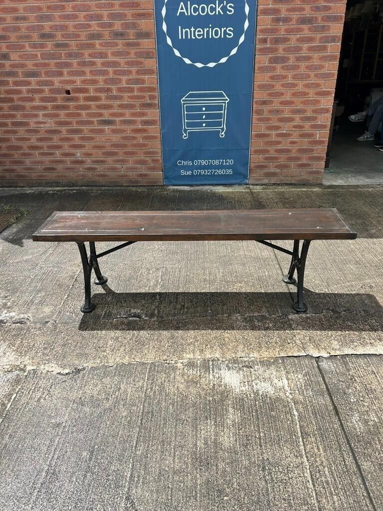 125.0 Antique Refurbished John Heywood Of Manchester Cast Iron Base Tram Railway Bench photo