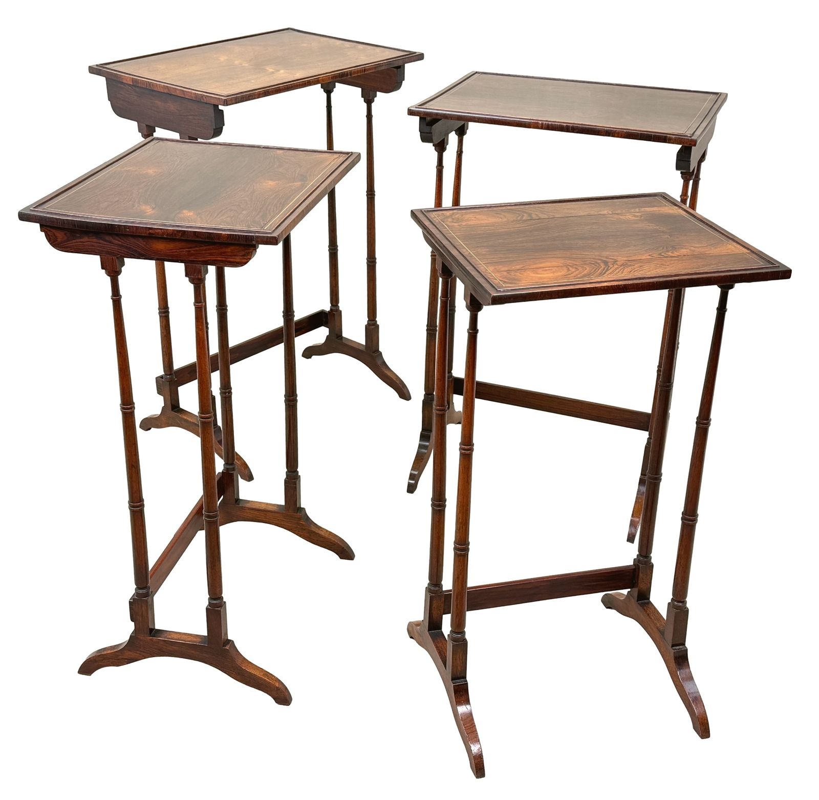 Hoogwaardige Regency Rozenhout Quartetto Nesttafels, Set van Vier (Engeland, ca. 1825) photo vinterior