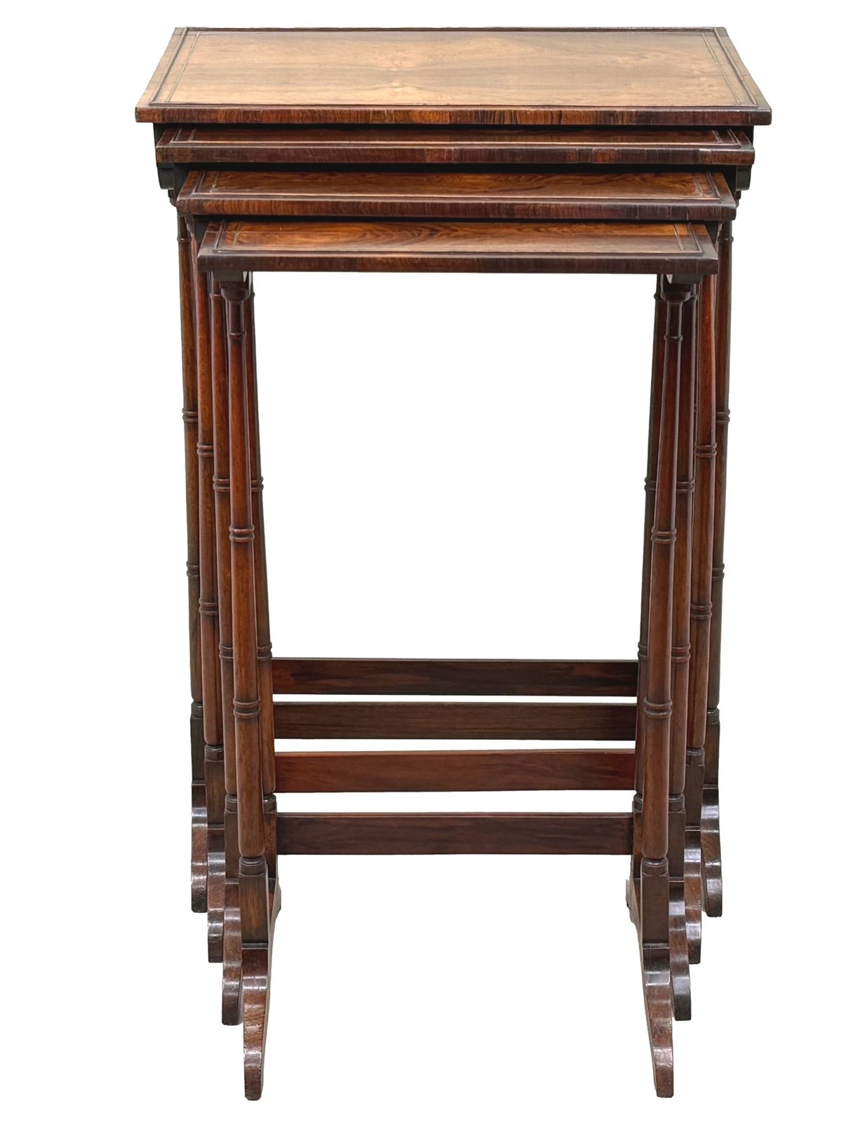 photo vintage Fine Quality Regency Rosewood Quartetto Nest Of Four Occasional Tables (England, Circa 1825)