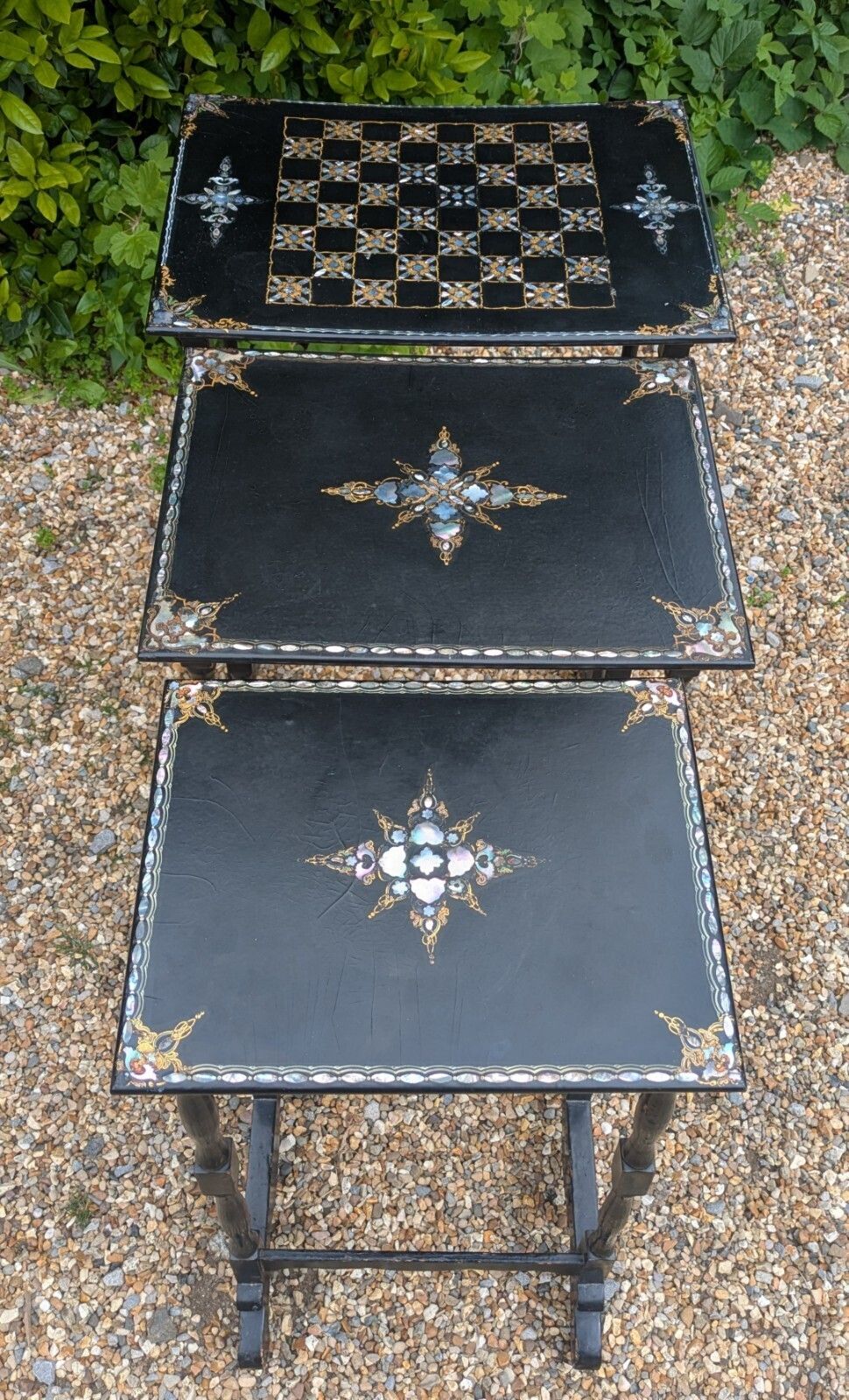 Nest Of Three Lacquer Tables Mother Of Pearl photo furniture