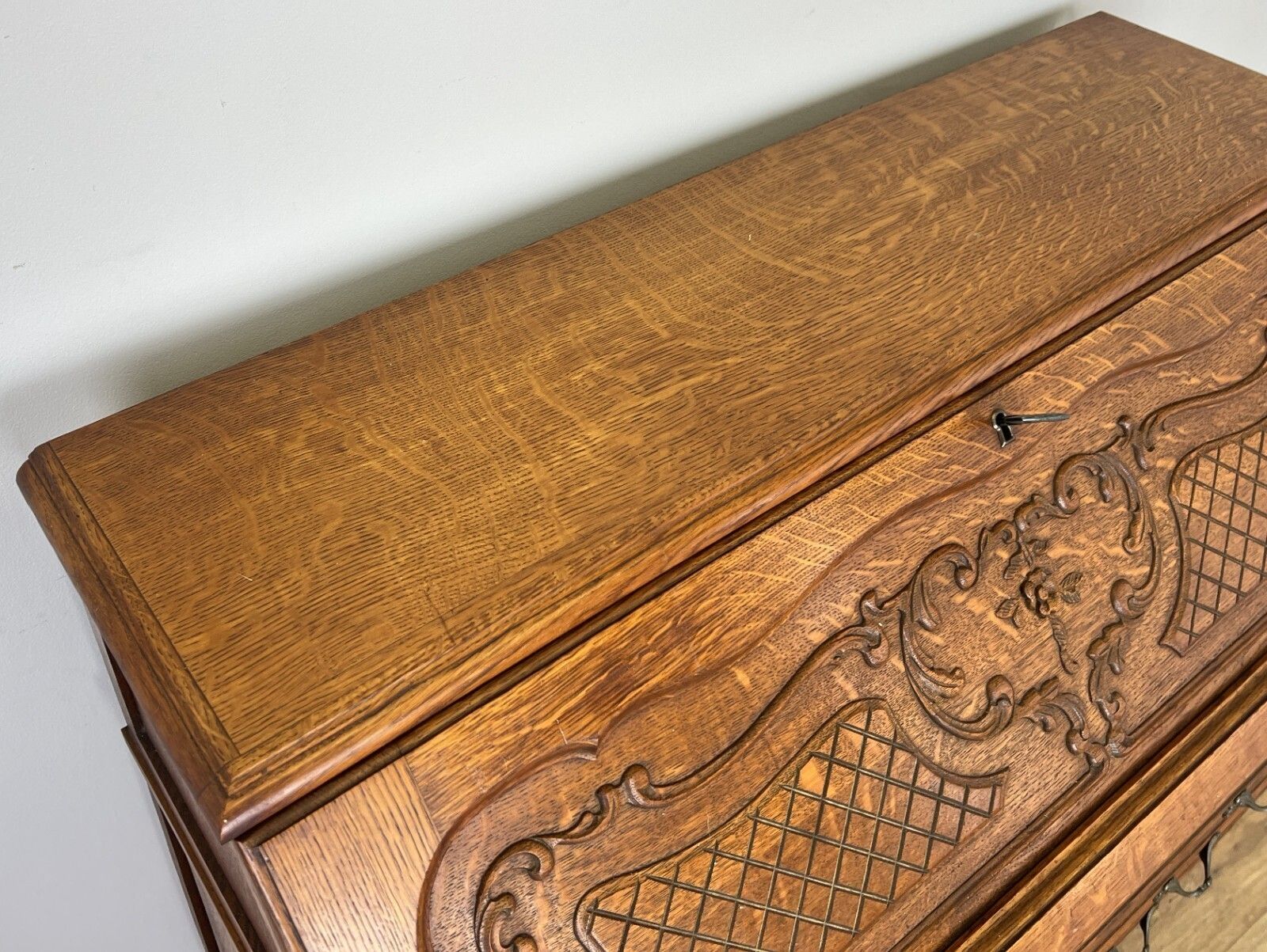 photo buy Secretaire Writing Desk Vintage French Louis Oak Rare Bureaux Cabinet Lot 6154