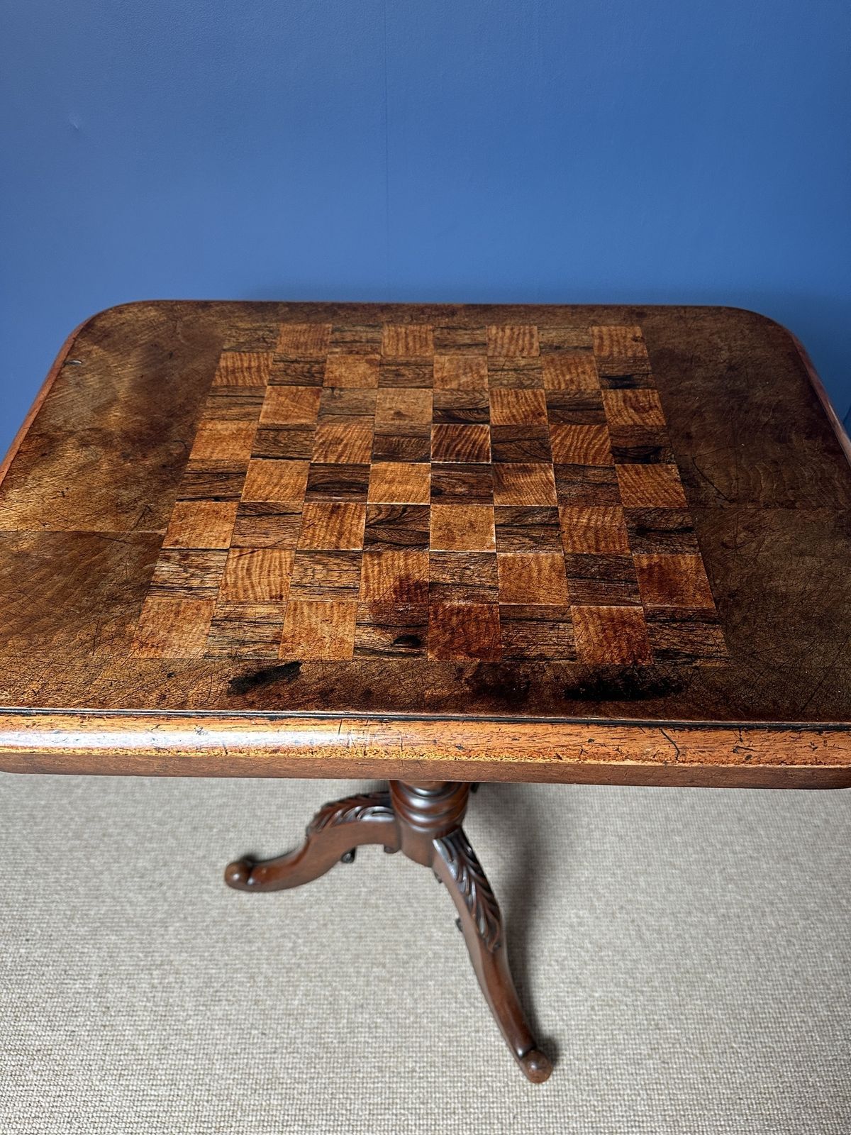 Antique Chess Table With Hidden Drawer photo furniture
