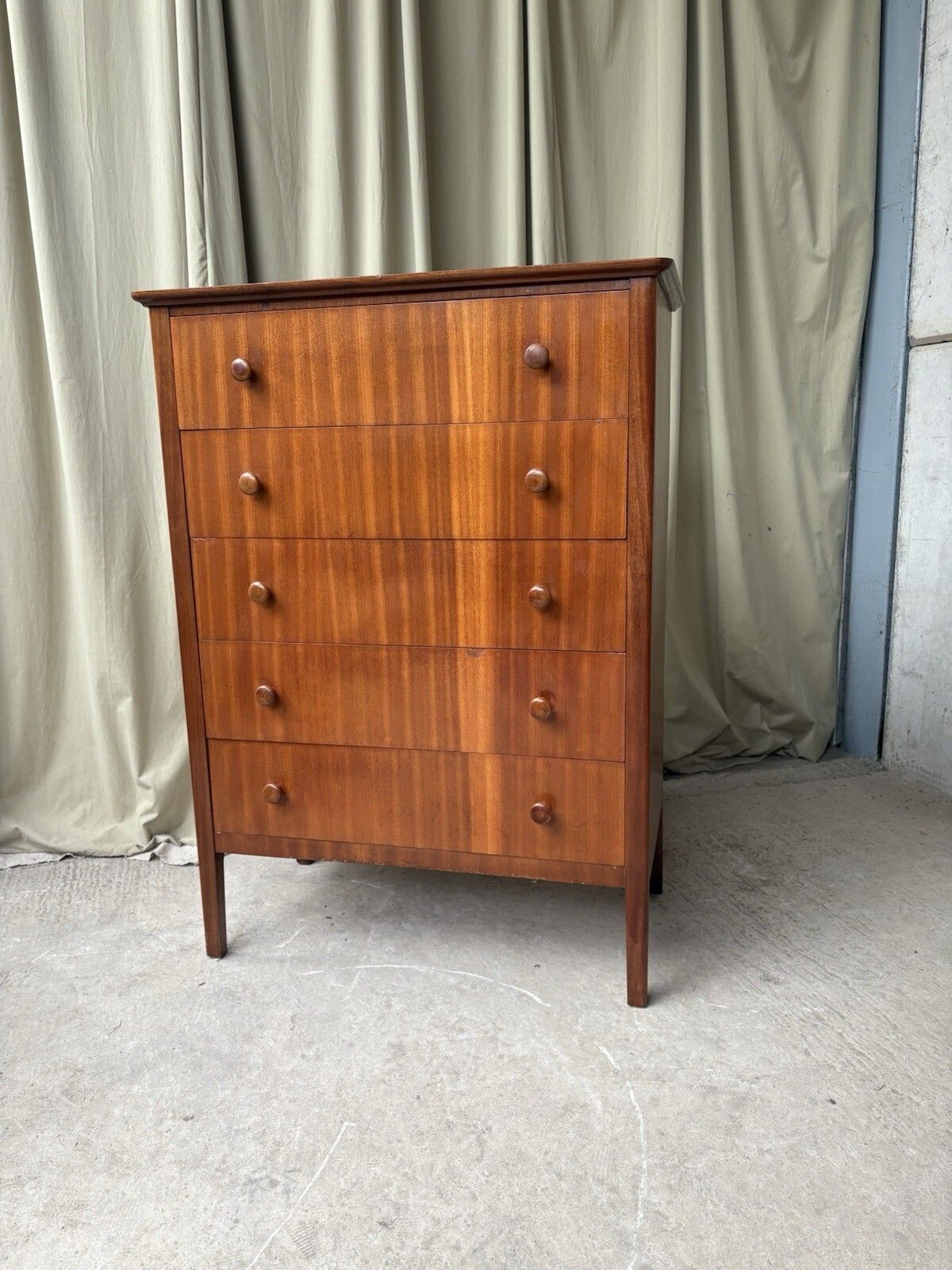 Vtg Mid Century Chest Of Drawers Tallboy Retro Scandi Danish R1200 photo furniture