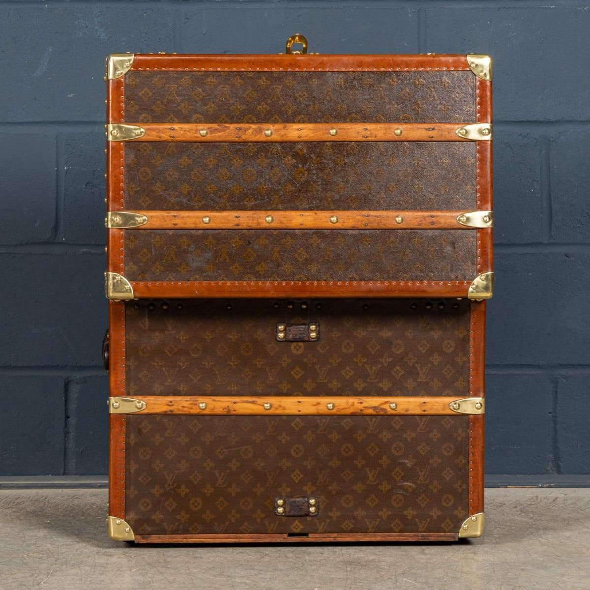Furniture Antique 20thc Louis Vuitton Shoe Trunk In Monogram Canvas, France C.1920 photo