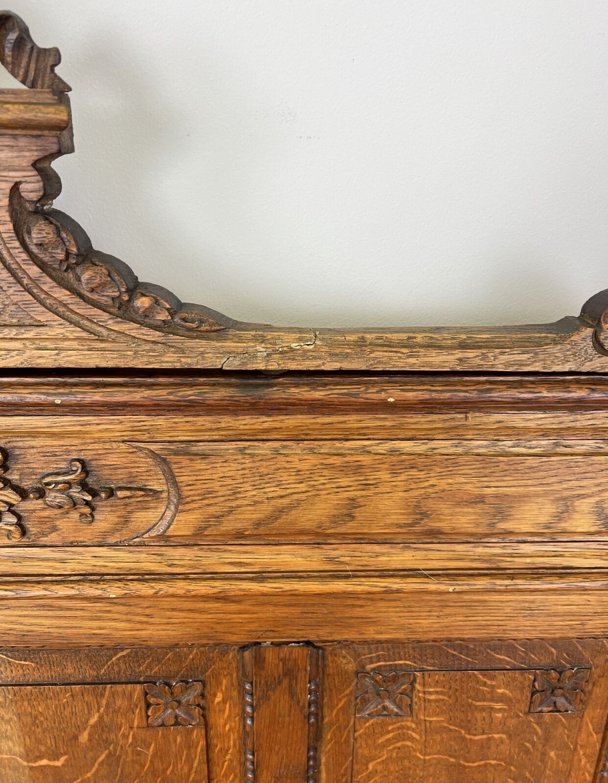 photo buy Bed Antique French Style Oak Double Bed Frame Carved Headboard Lot 6151