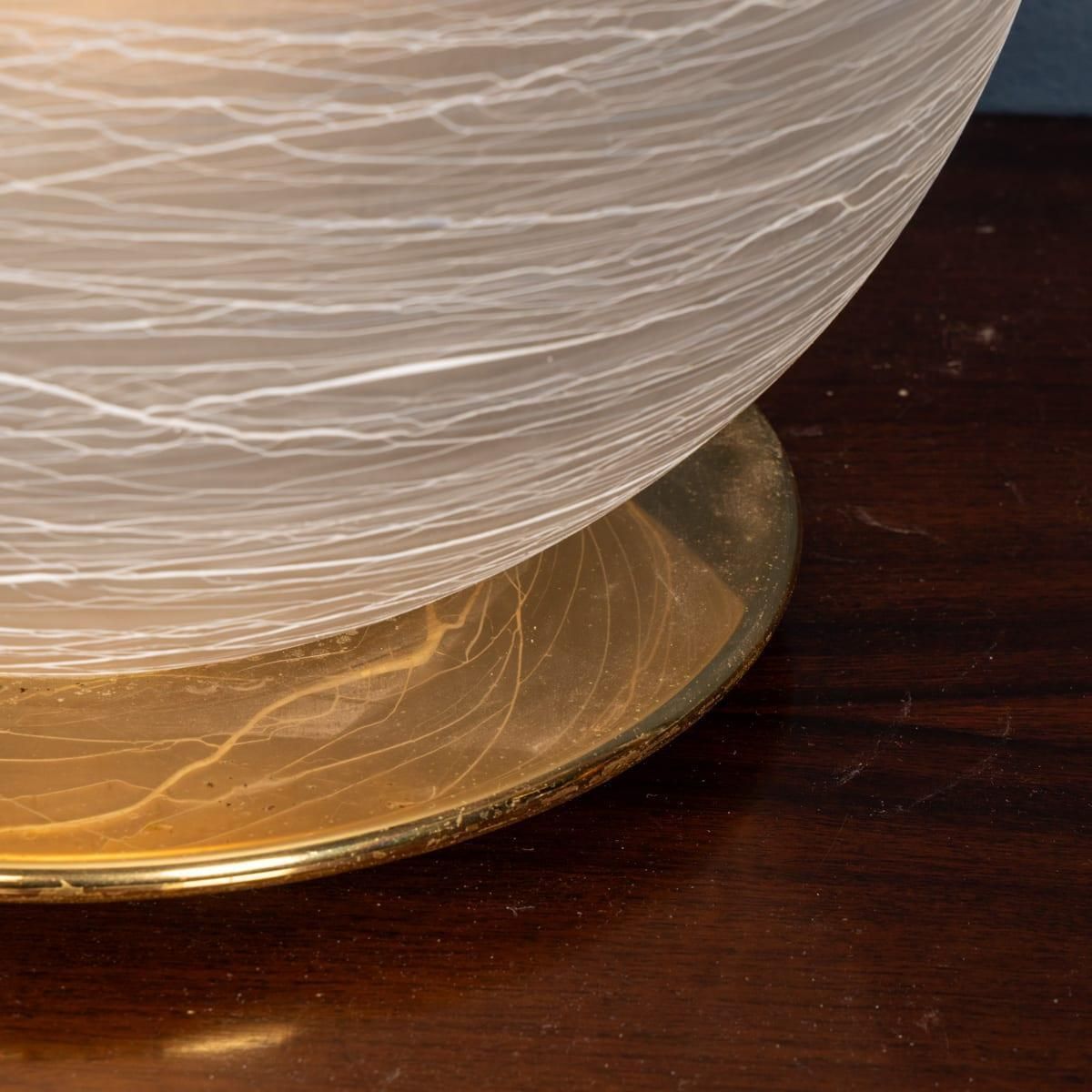 Lighting Vintage 20thc Italian Hand Blown Frosted Glass Globe Table Lamp, Murano photo