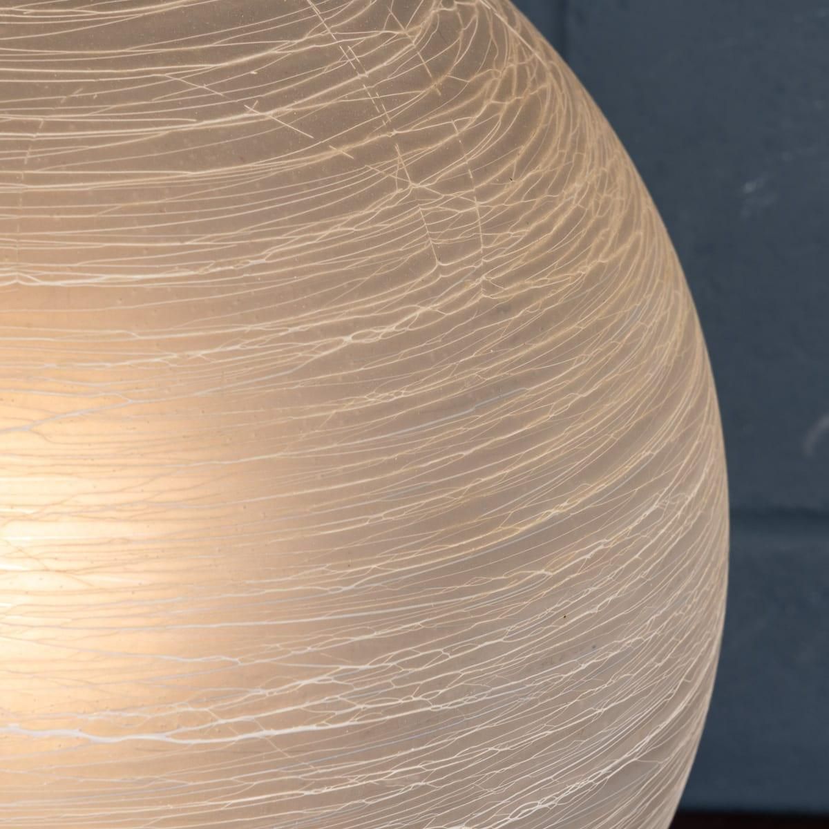 895.0 Vintage 20thc Italian Hand Blown Frosted Glass Globe Table Lamp, Murano photo
