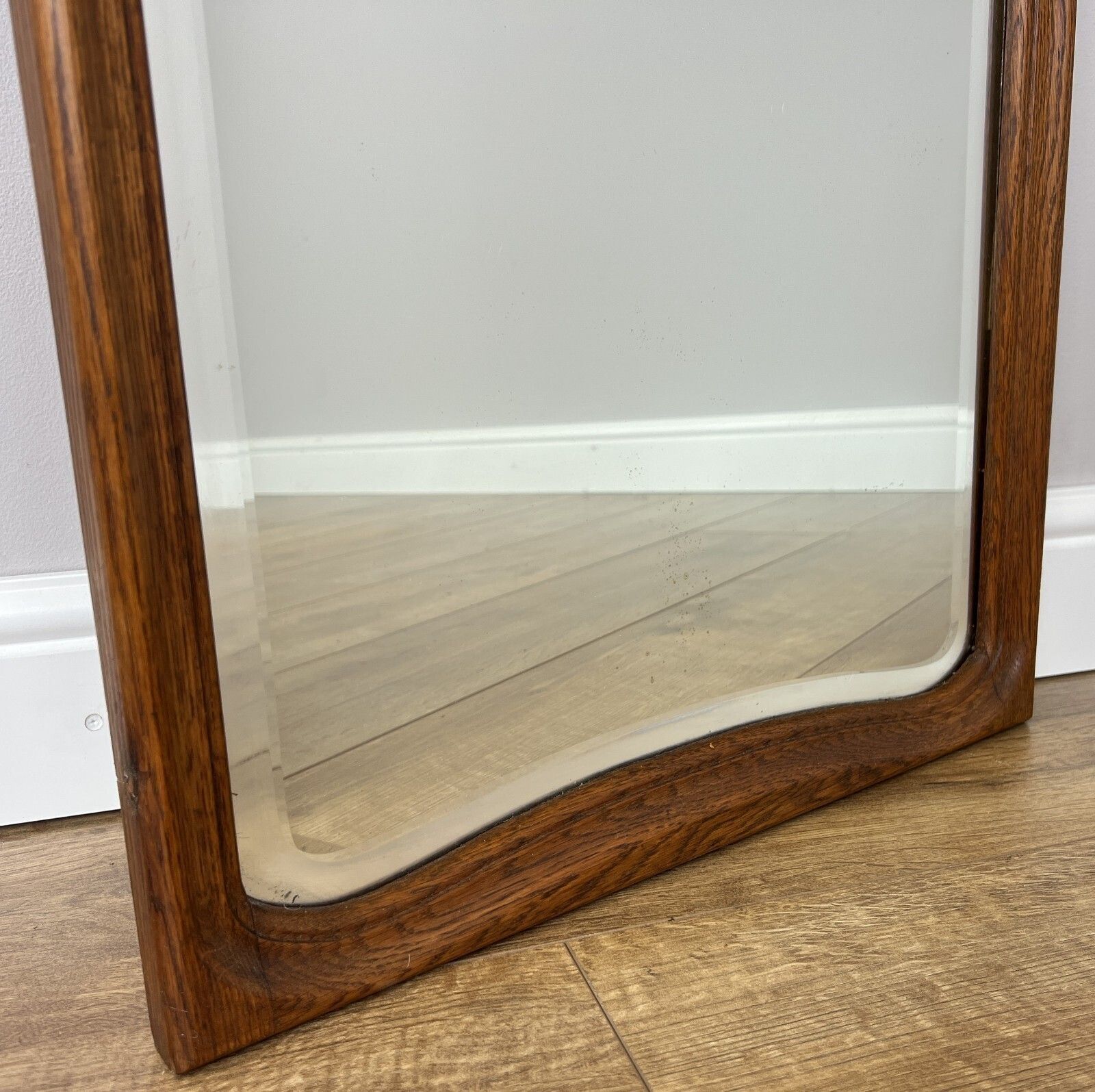 Mirror Vintage French Style Oak Wall Mirror Polished Decorative Framed Lot 6150 photo for sale
