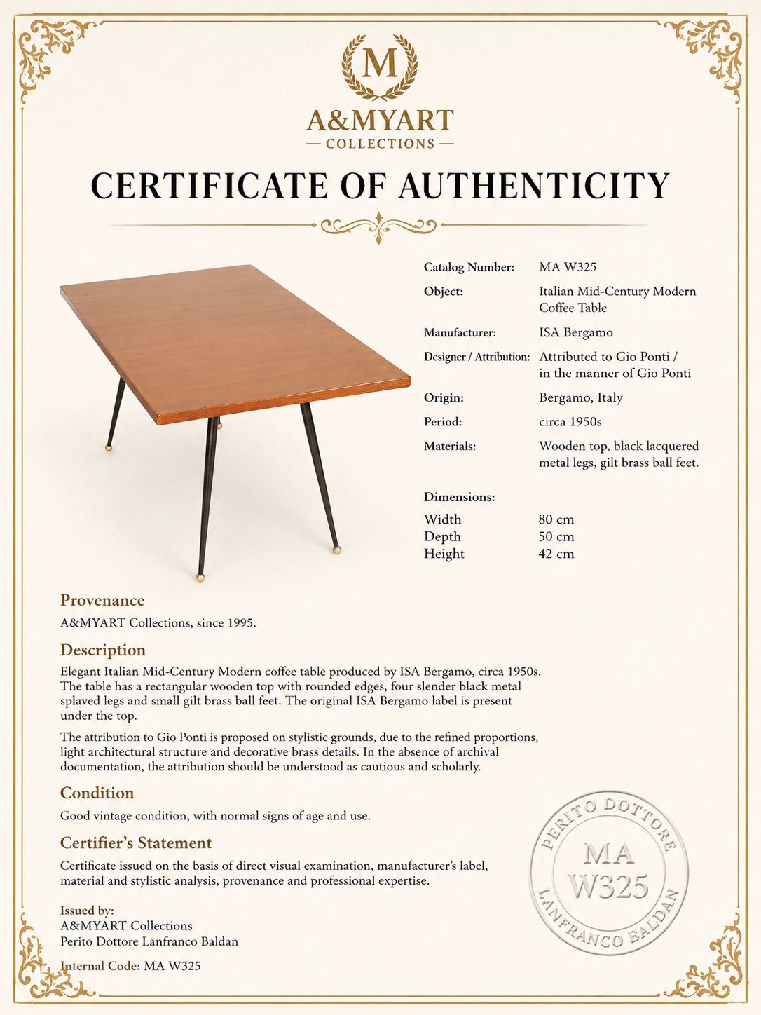 Italiaanse Mid-Century Modern salontafel van ISA Bergamo, ca. jaren 1950, toegeschreven aan Gio Ponti photo Meubels